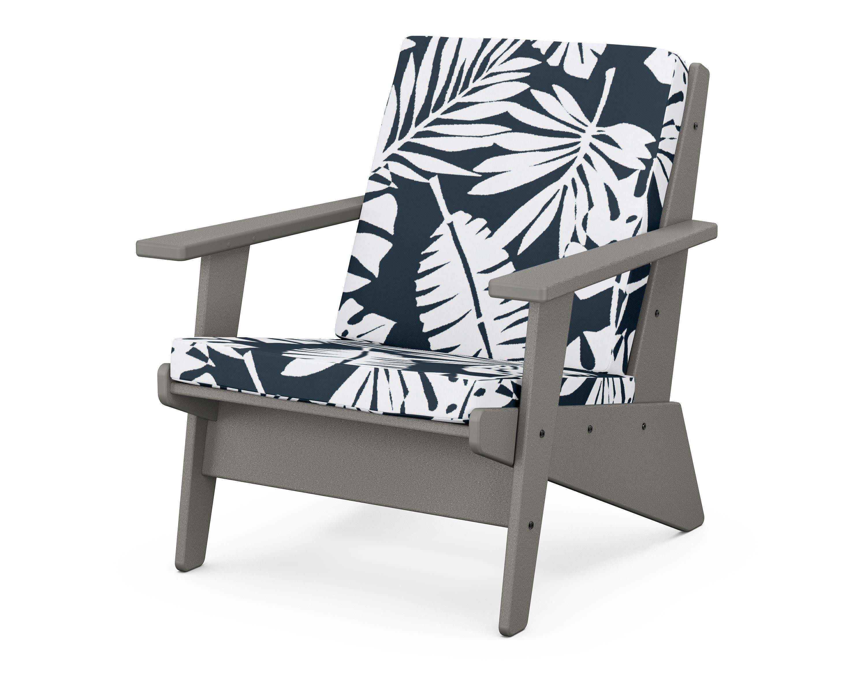 Riviera Modern Lounge Chair in Slate Grey / Leaf Marine Indigo