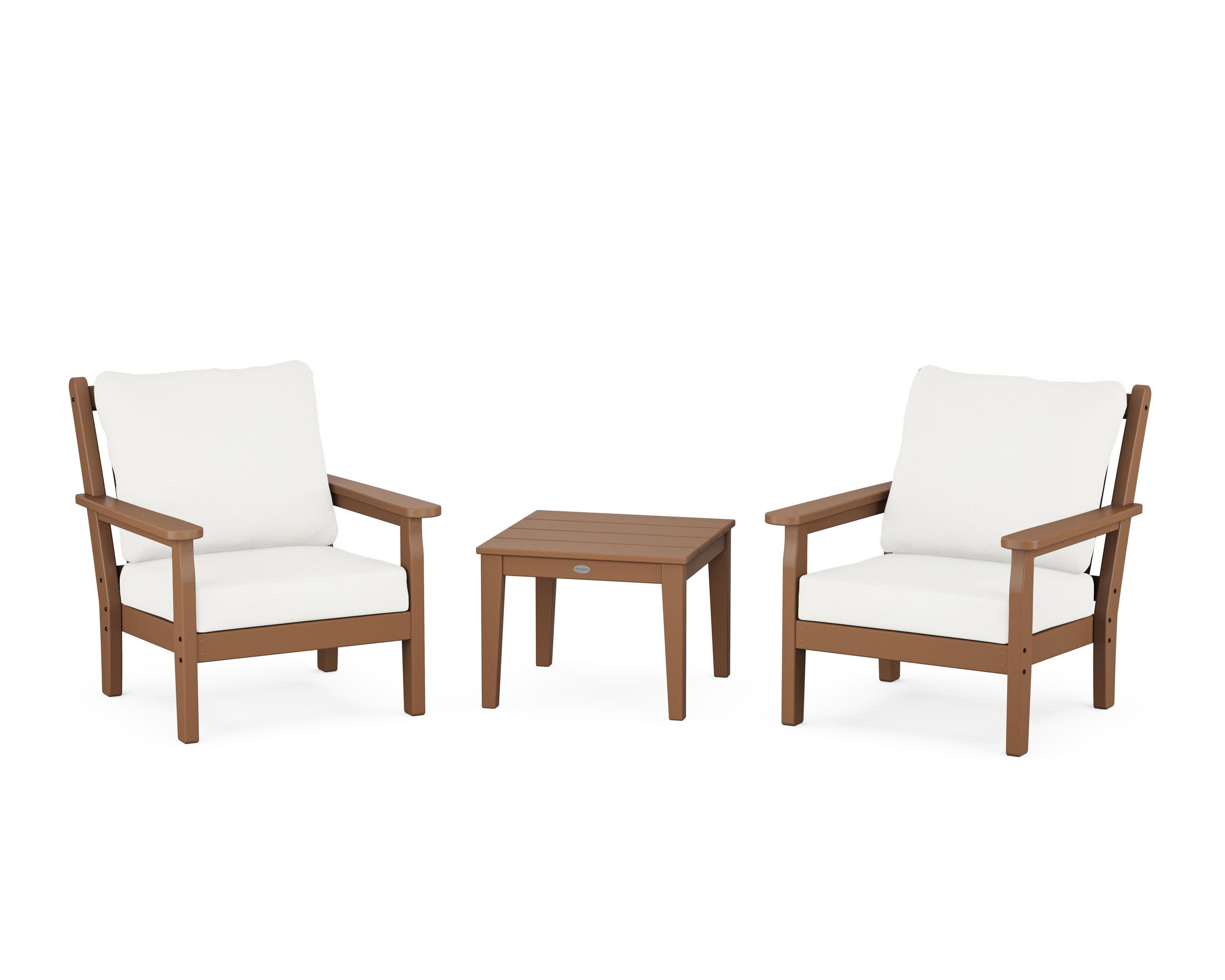Chippendale 3-Piece Deep Seating Set in Teak / Natural Linen