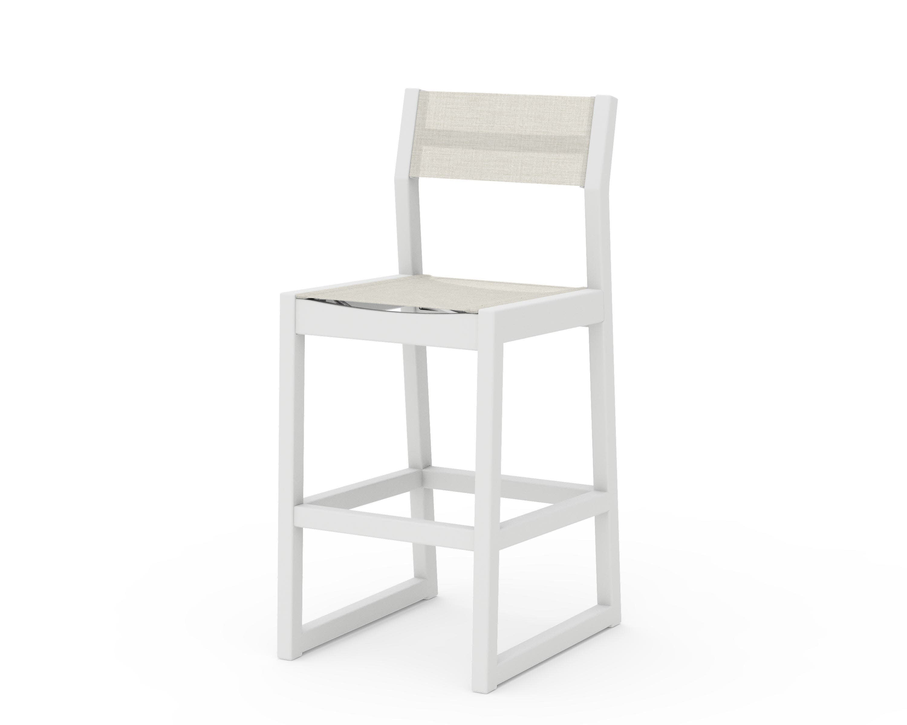 EDGE Sling Bar Side Chair in White / Parchment Sling