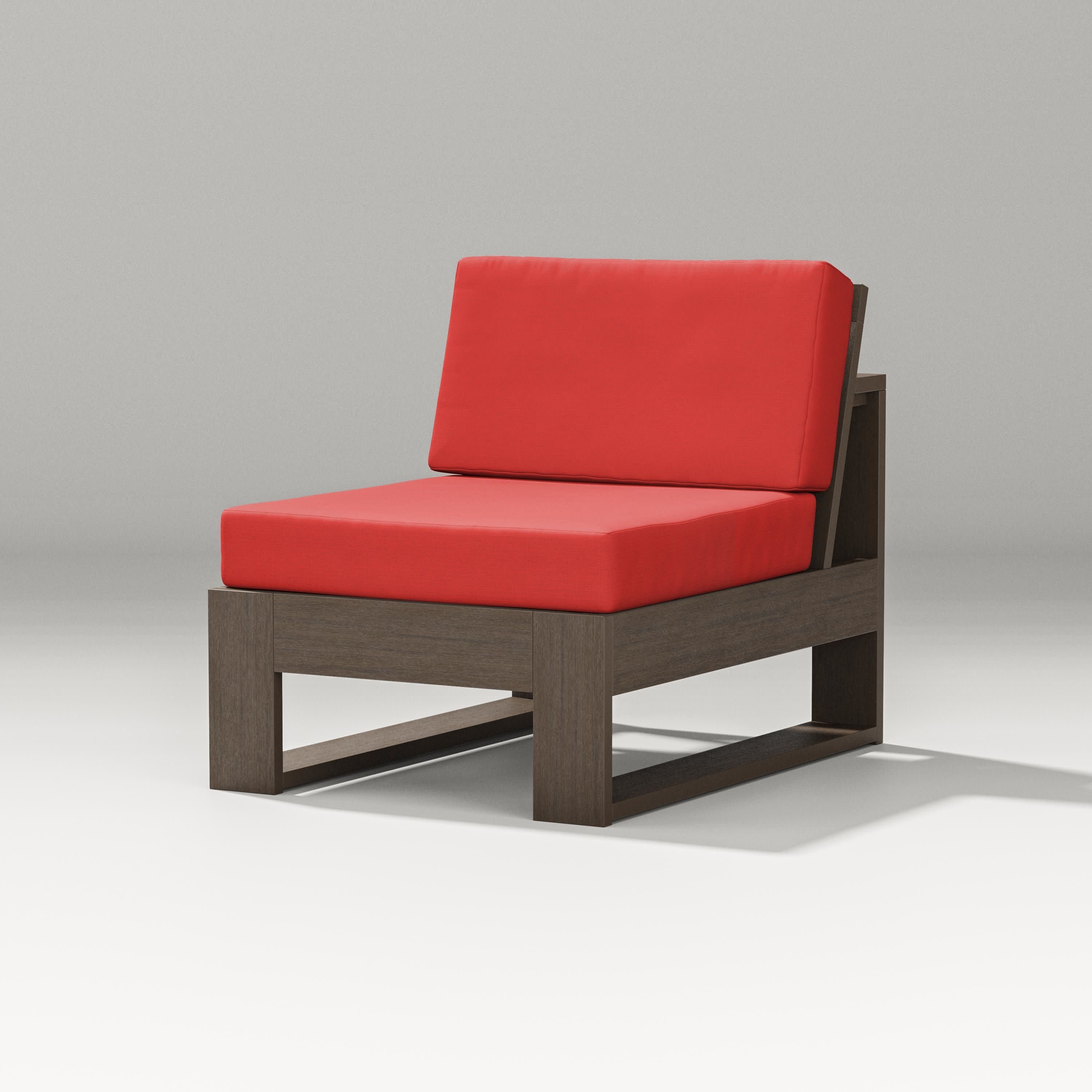 Latitude Modular Armless Chair in Kona / Crimson Linen