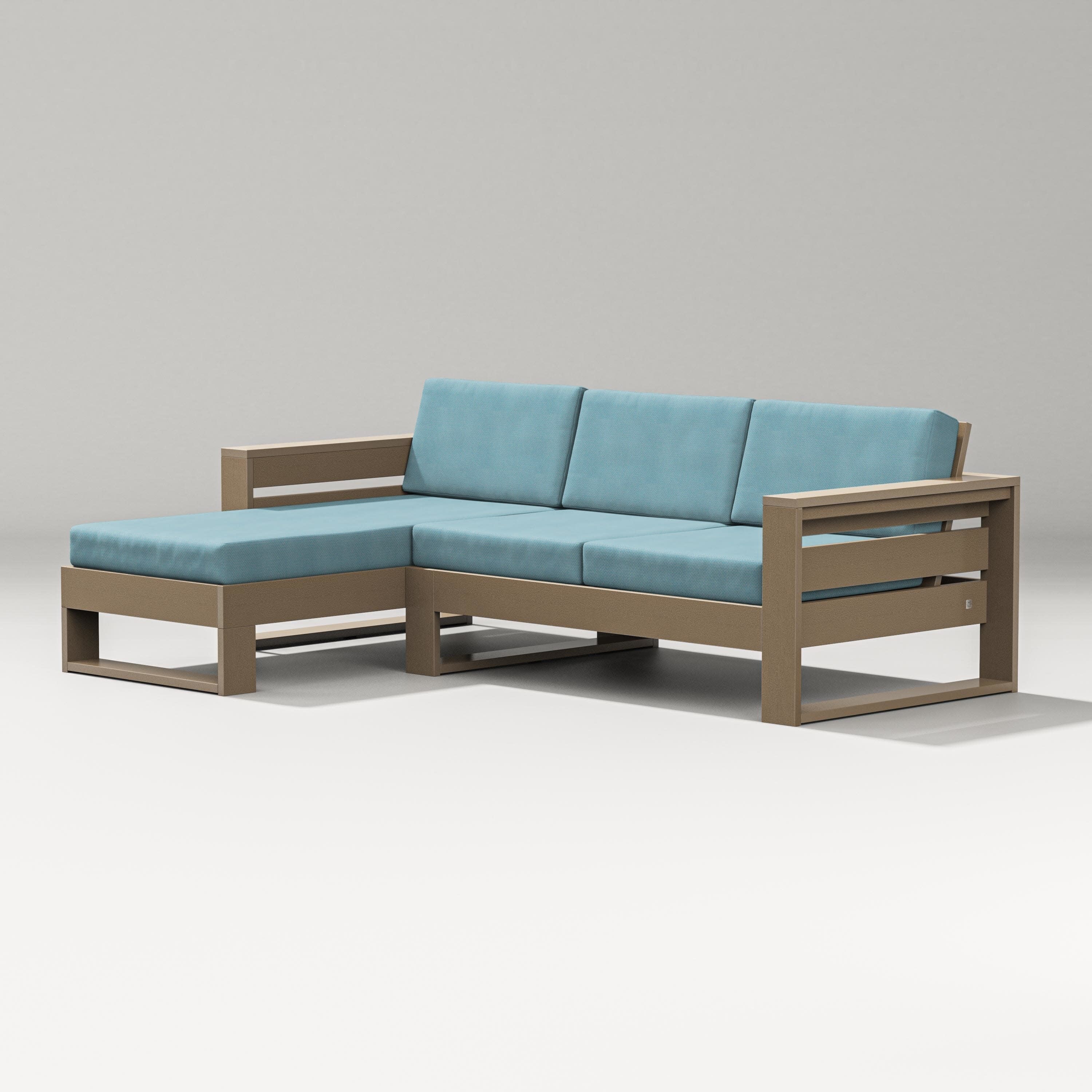 Latitude Left Chaise Sectional in Vintage Sahara / Lattice Sky Blue