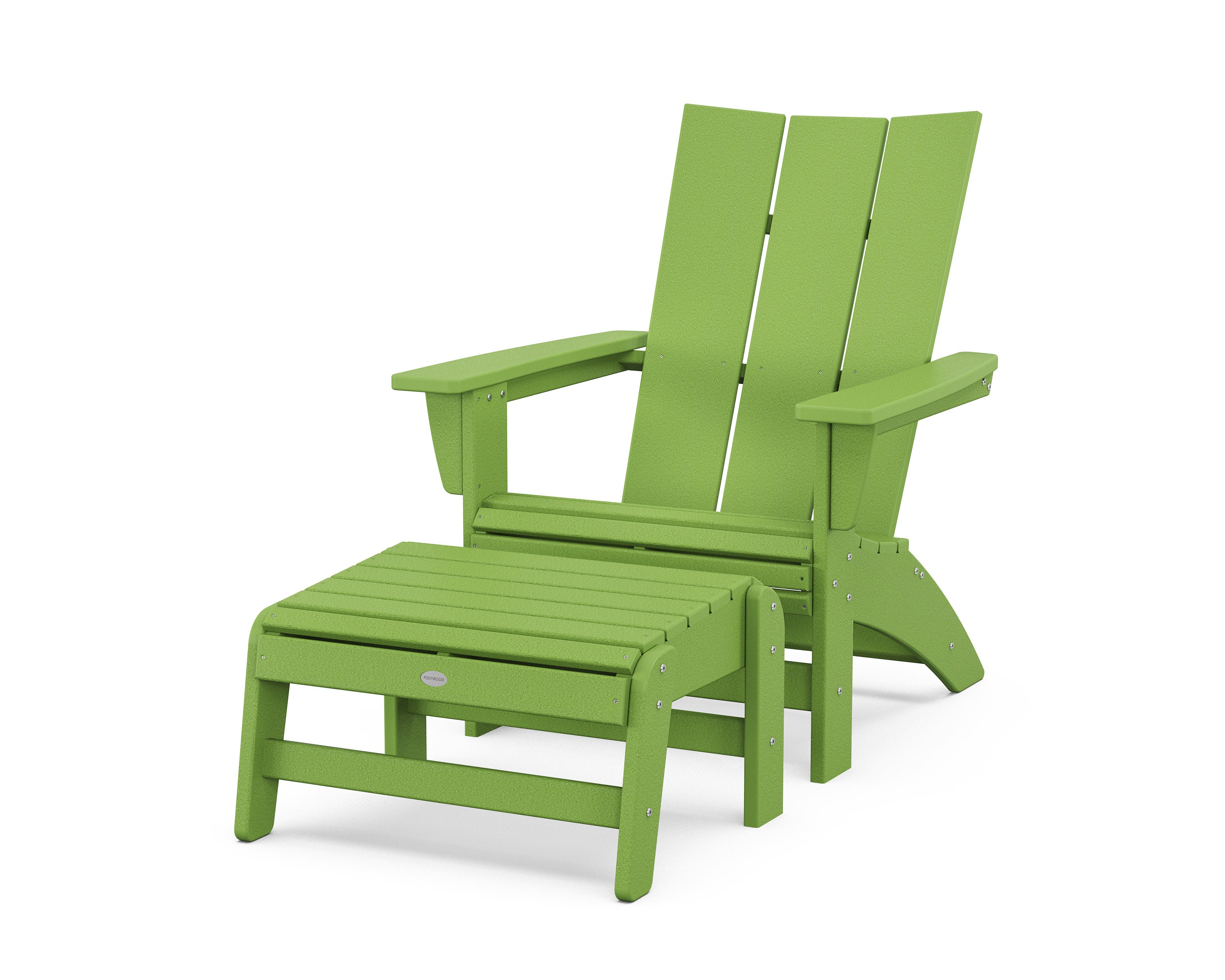 Modern Grand Adirondack Chair with Ottoman in Lime