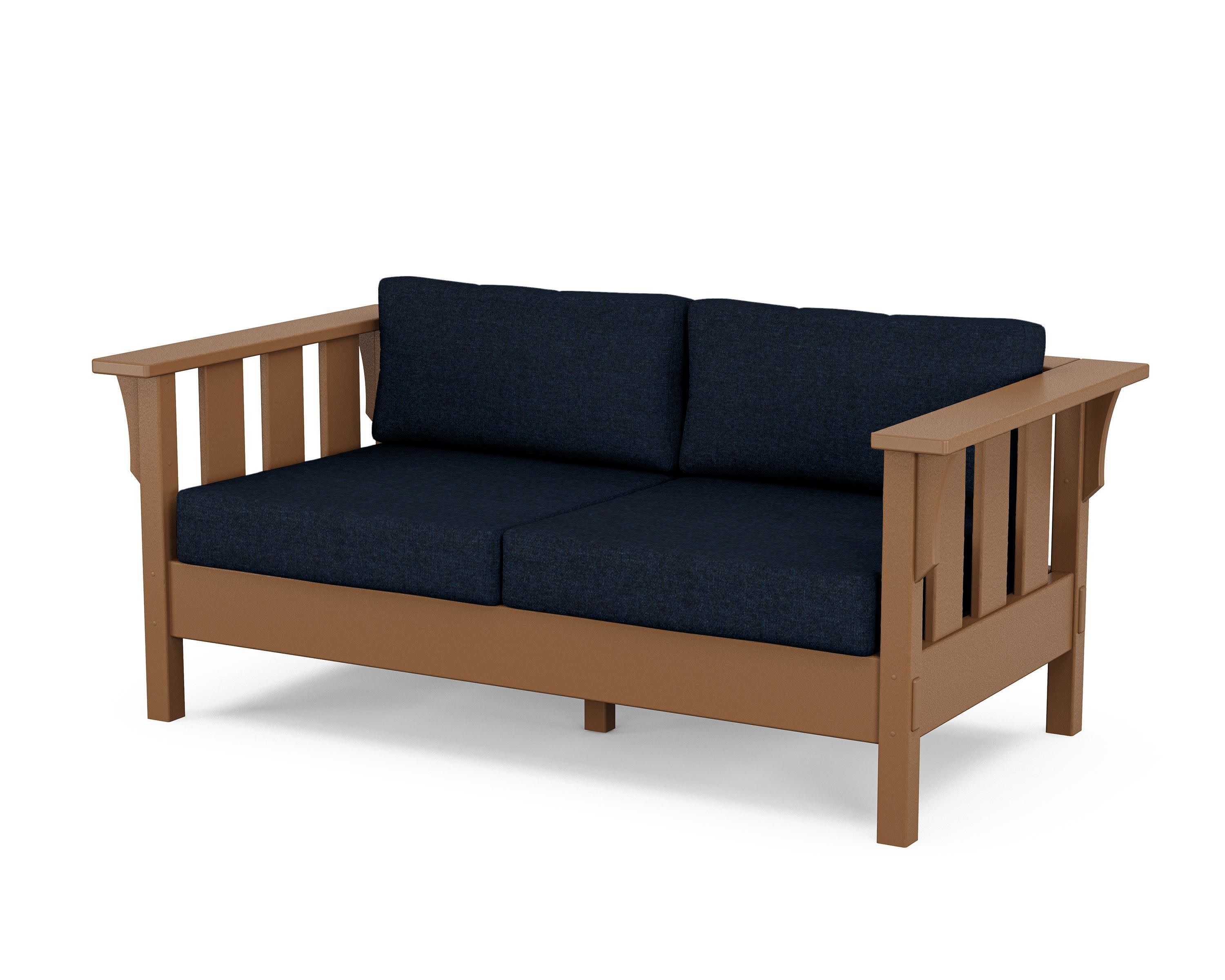 Acadia Deep Seating Loveseat in Teak / Marine Indigo