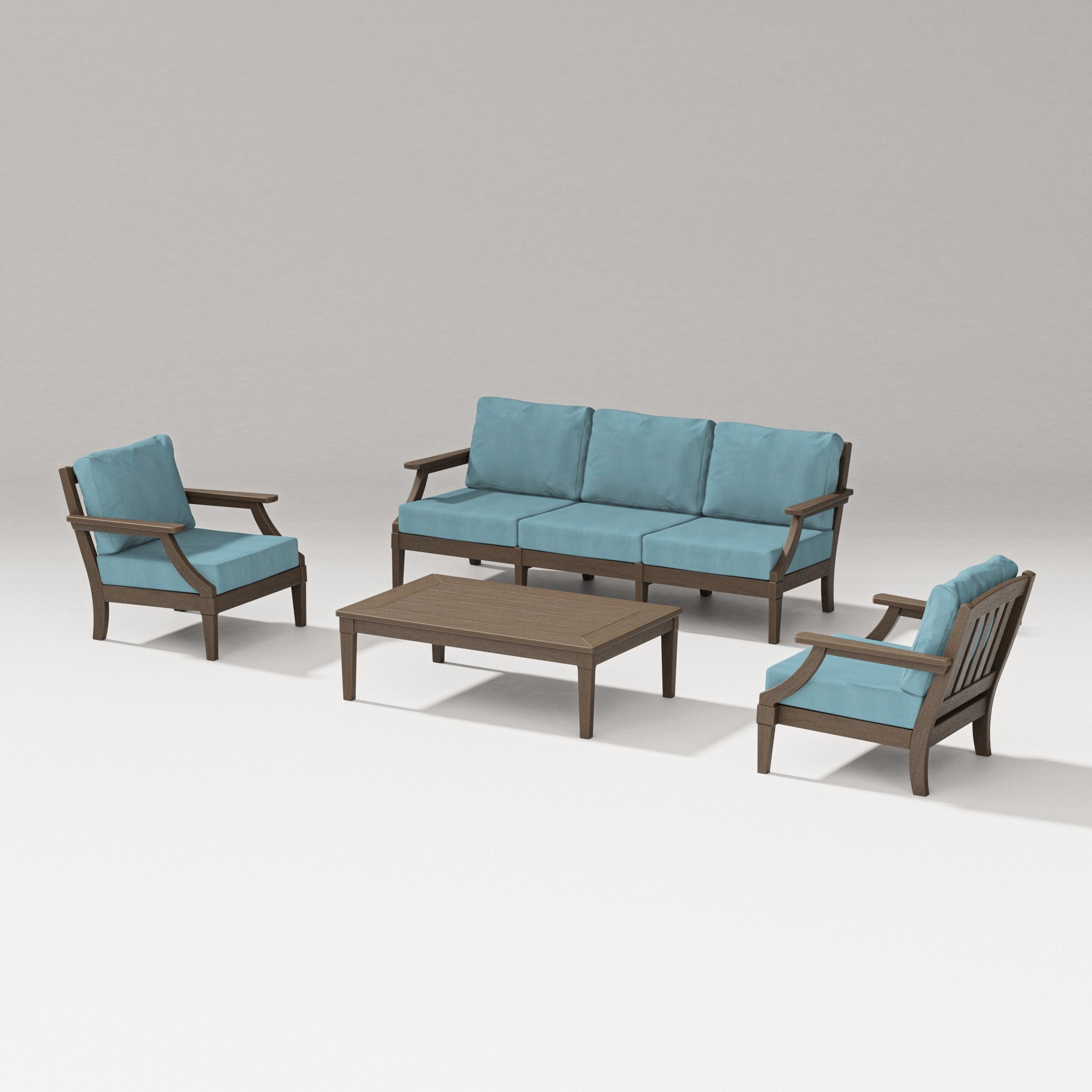 Estate 4-Piece Lounge Sofa Set in Kona / Lattice Sky Blue