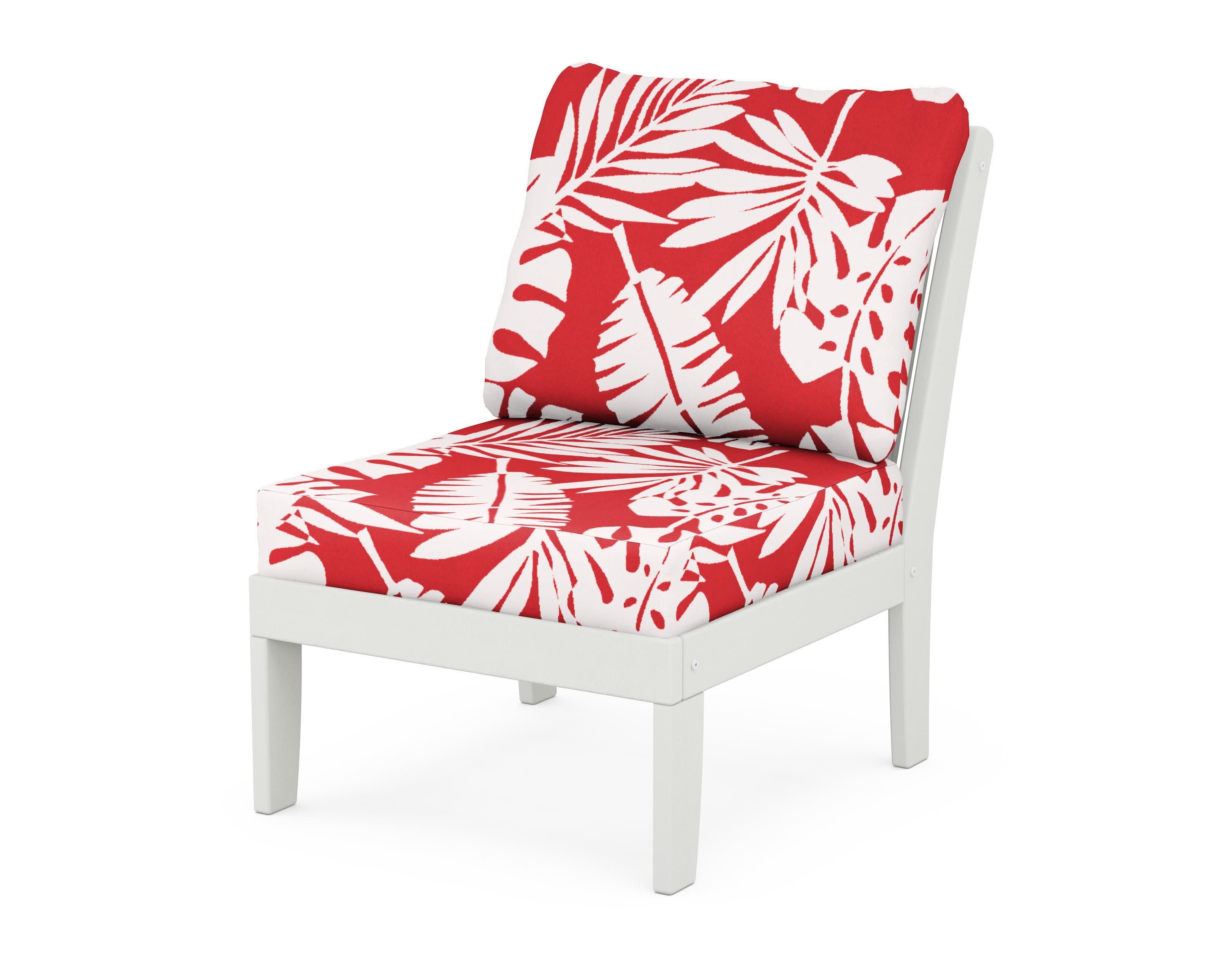 Braxton Modular Armless Chair in Vintage White / Leaf Crimson