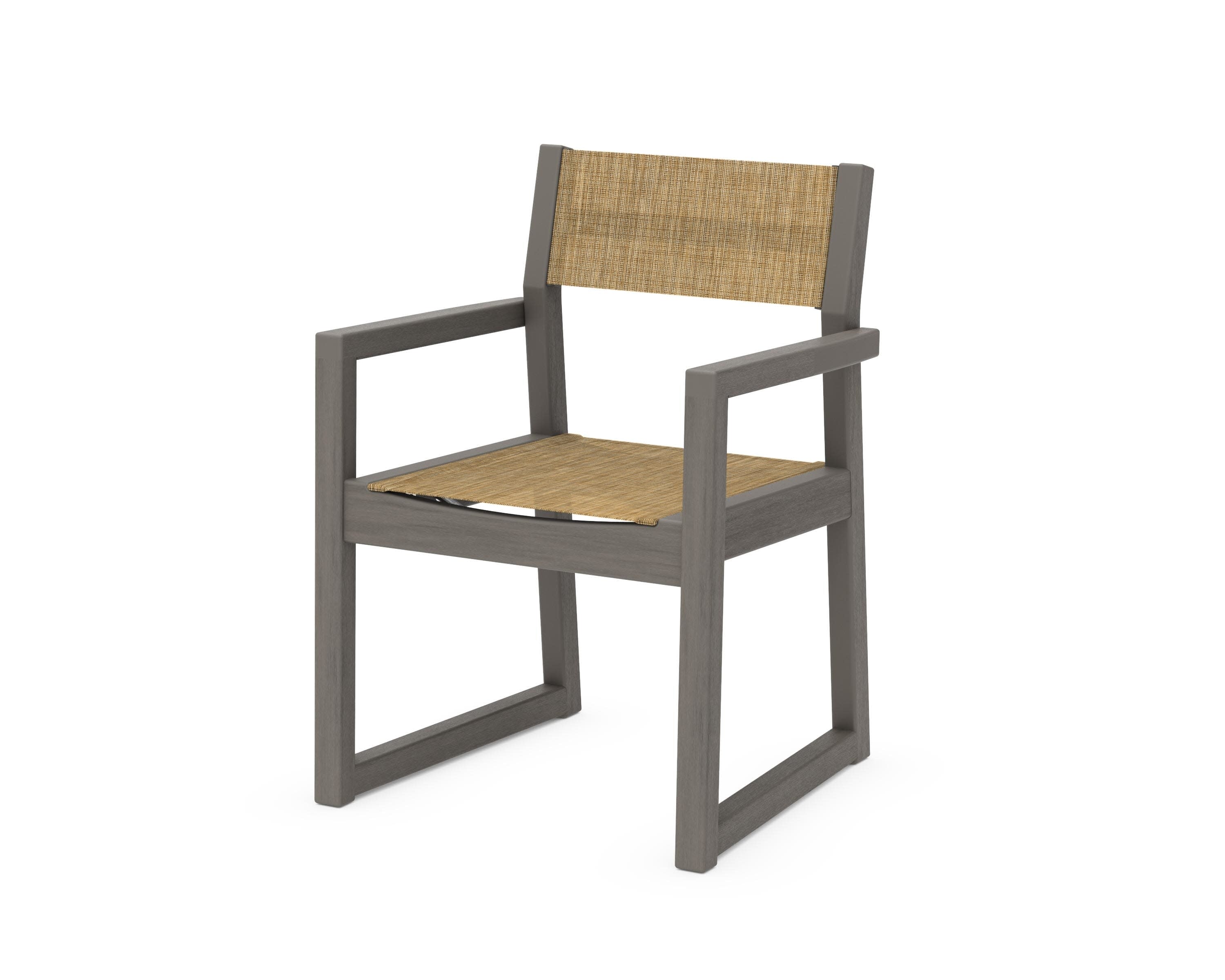EDGE Sling Dining Arm Chair in Driftwood / Burlap Sling