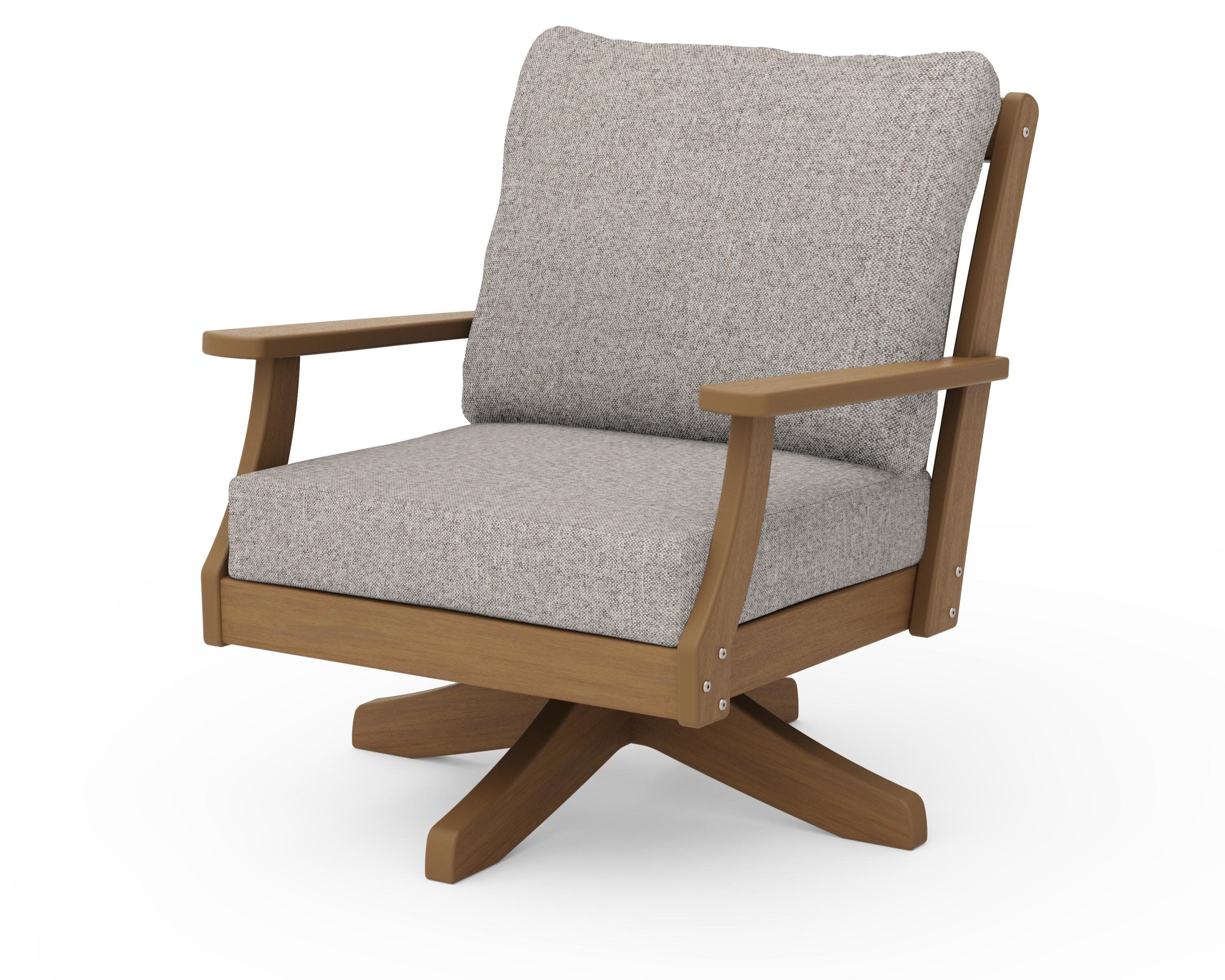 Braxton Deep Seating Swivel Chair in Natural / Weathered Tweed