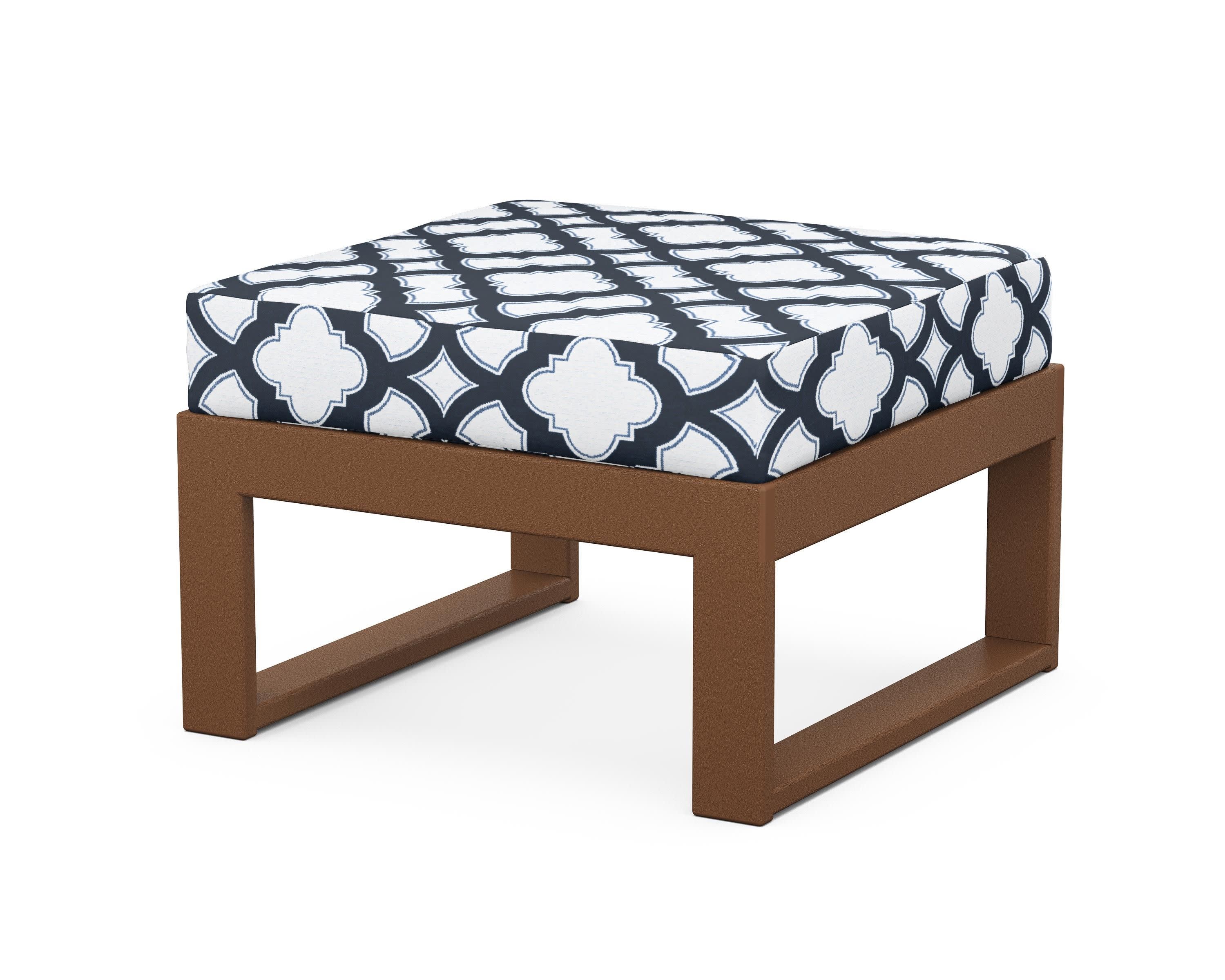 Modular Ottoman - Modern in Teak / Trellis Marine Indigo