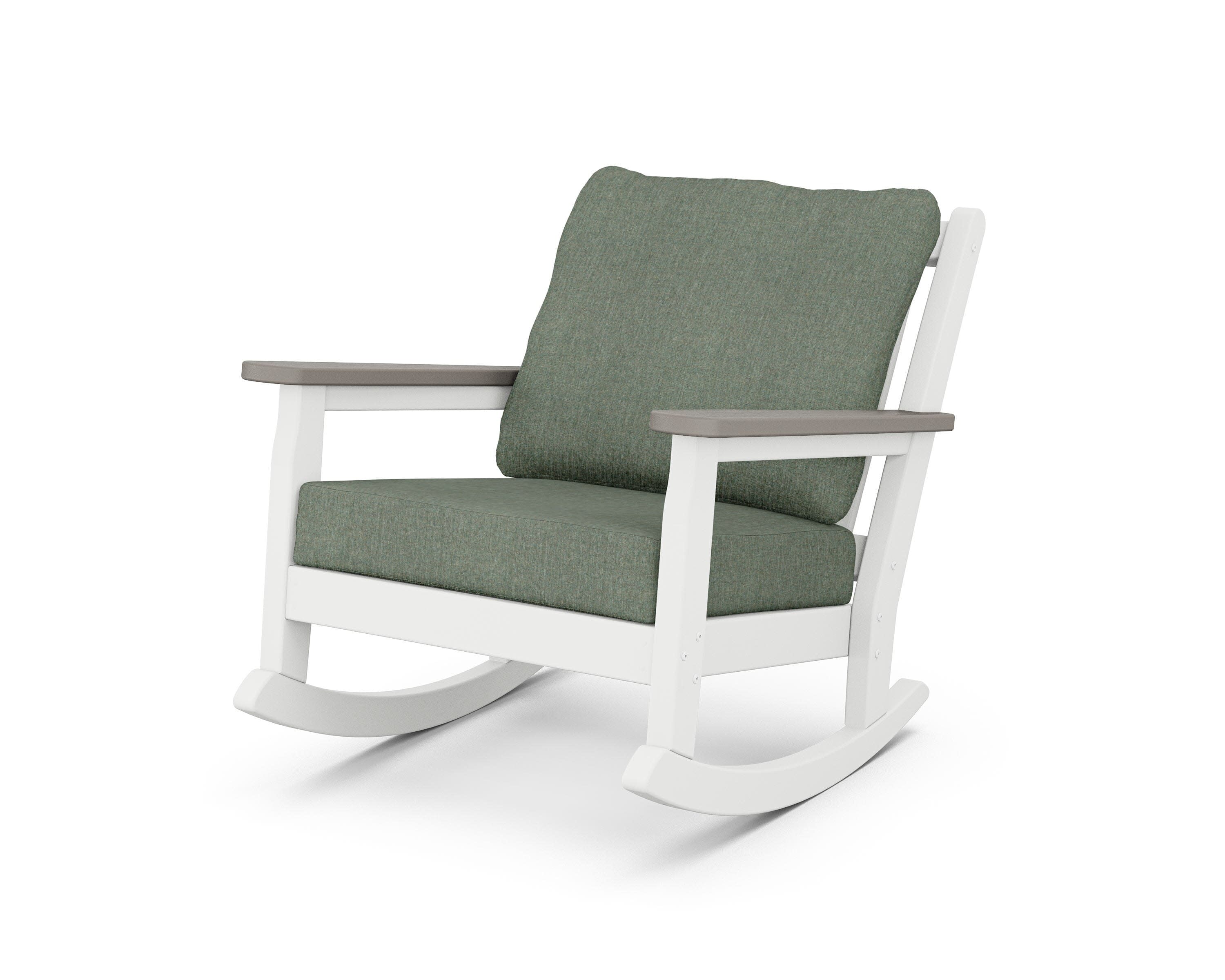 Chippendale Deep Seating Rocking Chair in White / Driftwood / Cast Sage