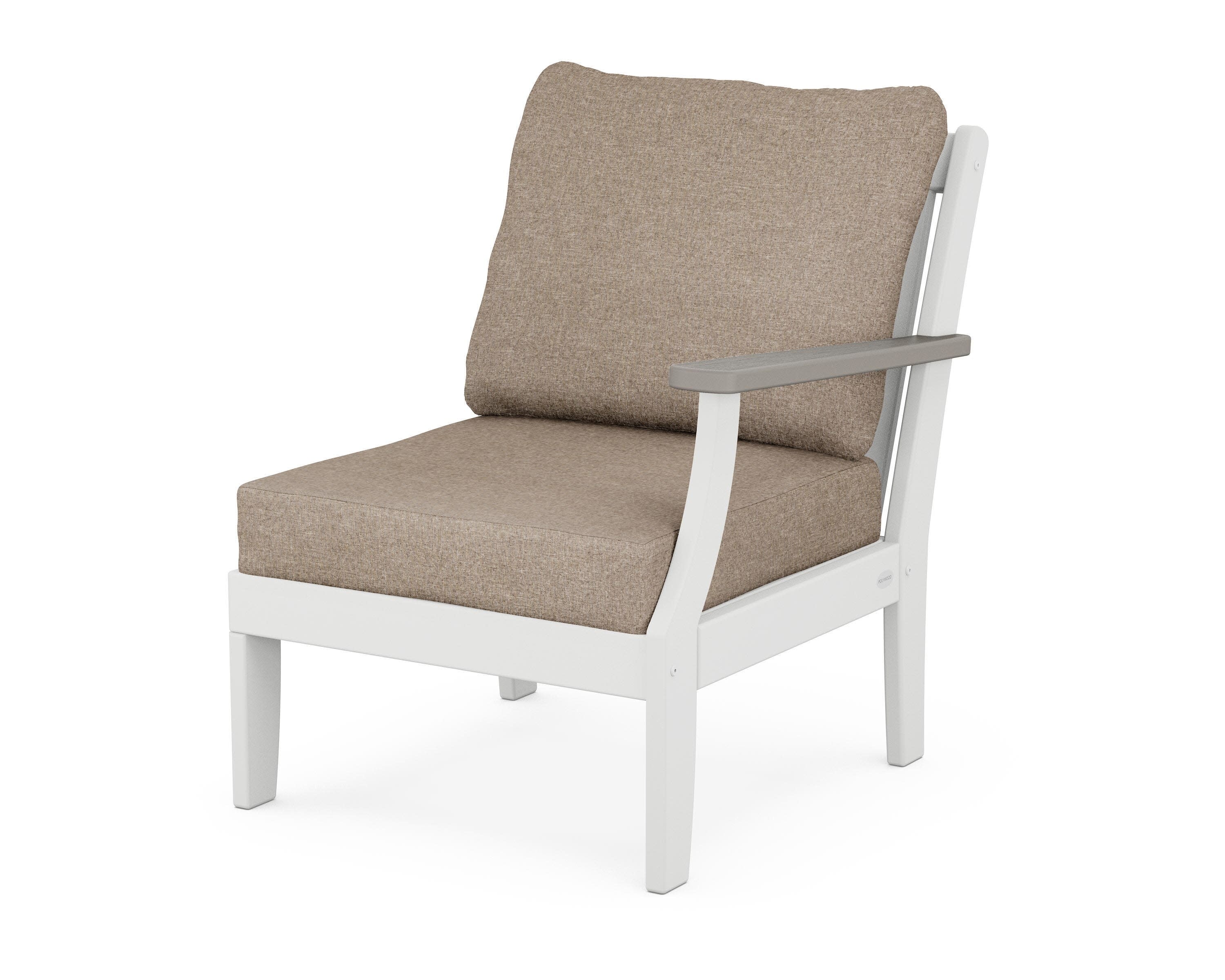Braxton Modular Right Arm Chair in White / Driftwood / Spiced Burlap