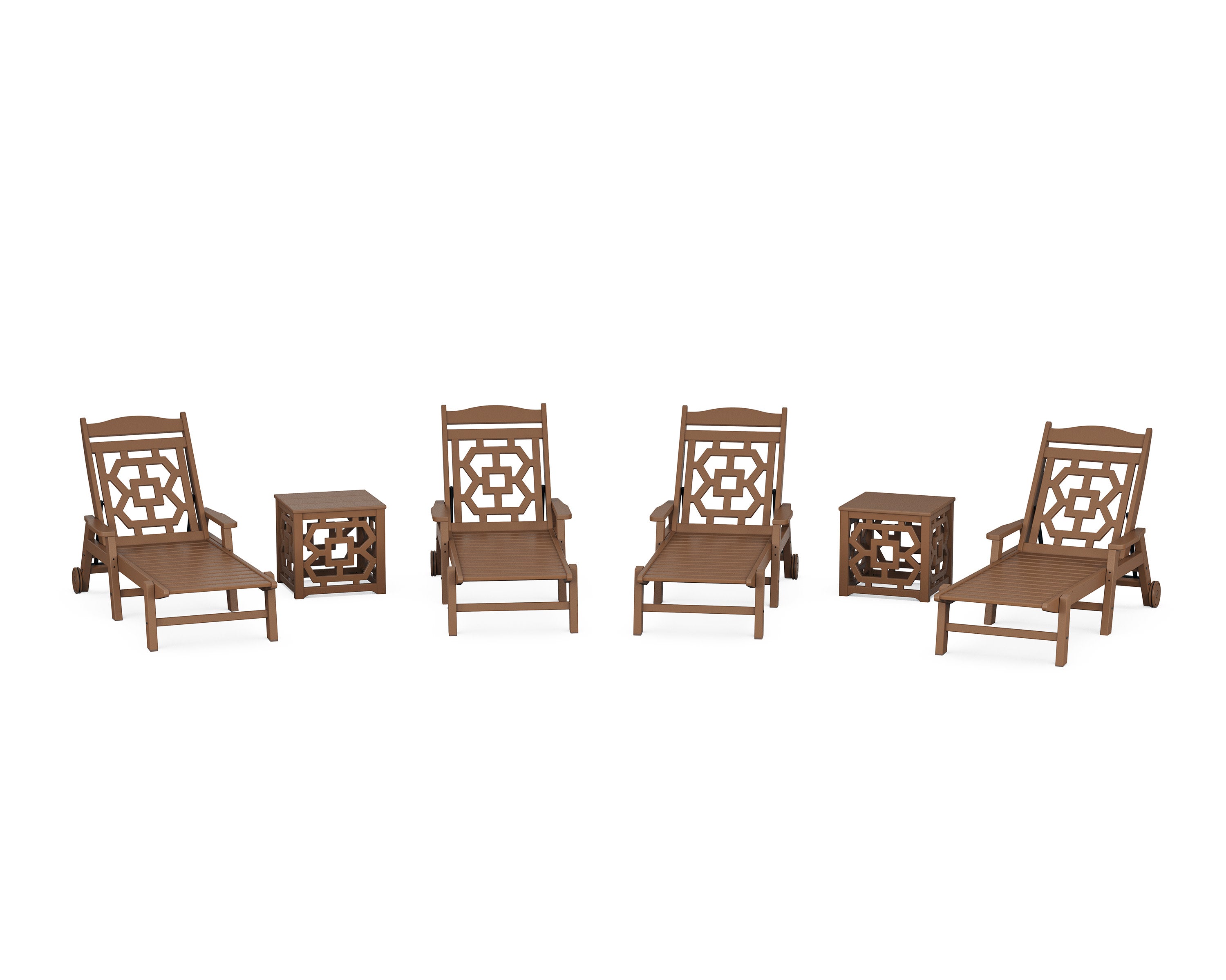 Chinoiserie 6-Piece Chaise Set in Teak