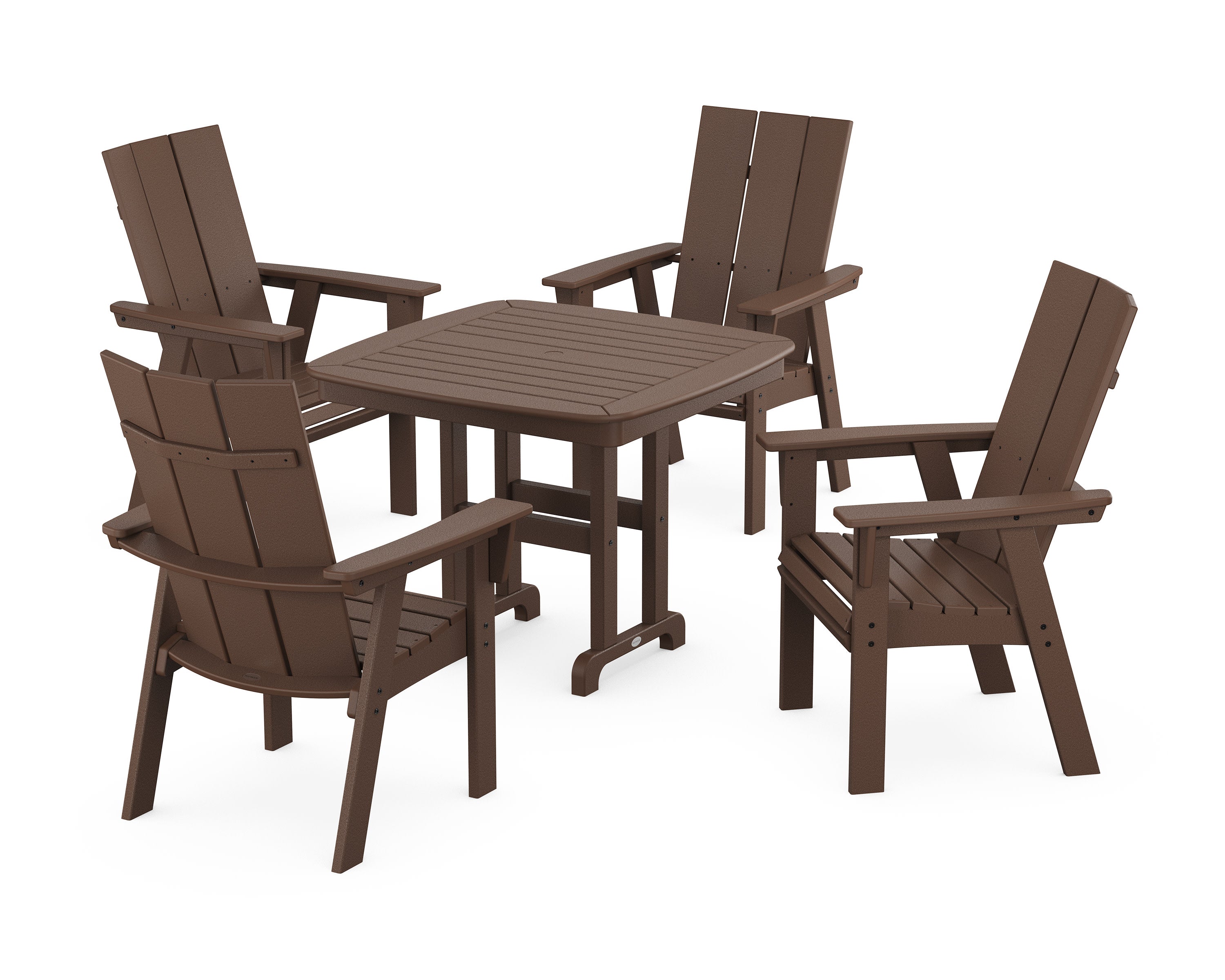 Modern Curveback Adirondack 5-Piece Dining Set in Mahogany