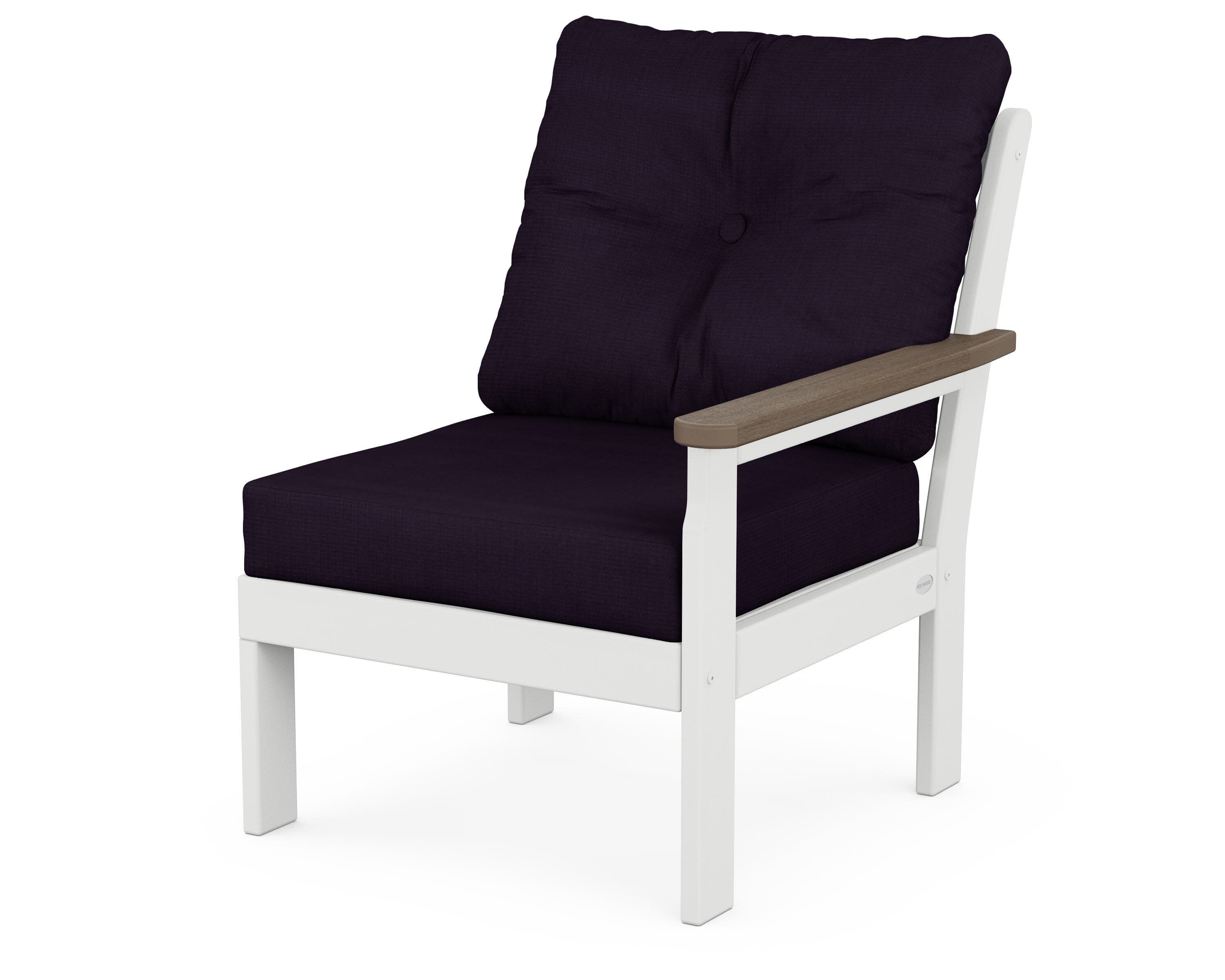 Vineyard Modular Right Arm Chair in White / Kona / Navy Linen