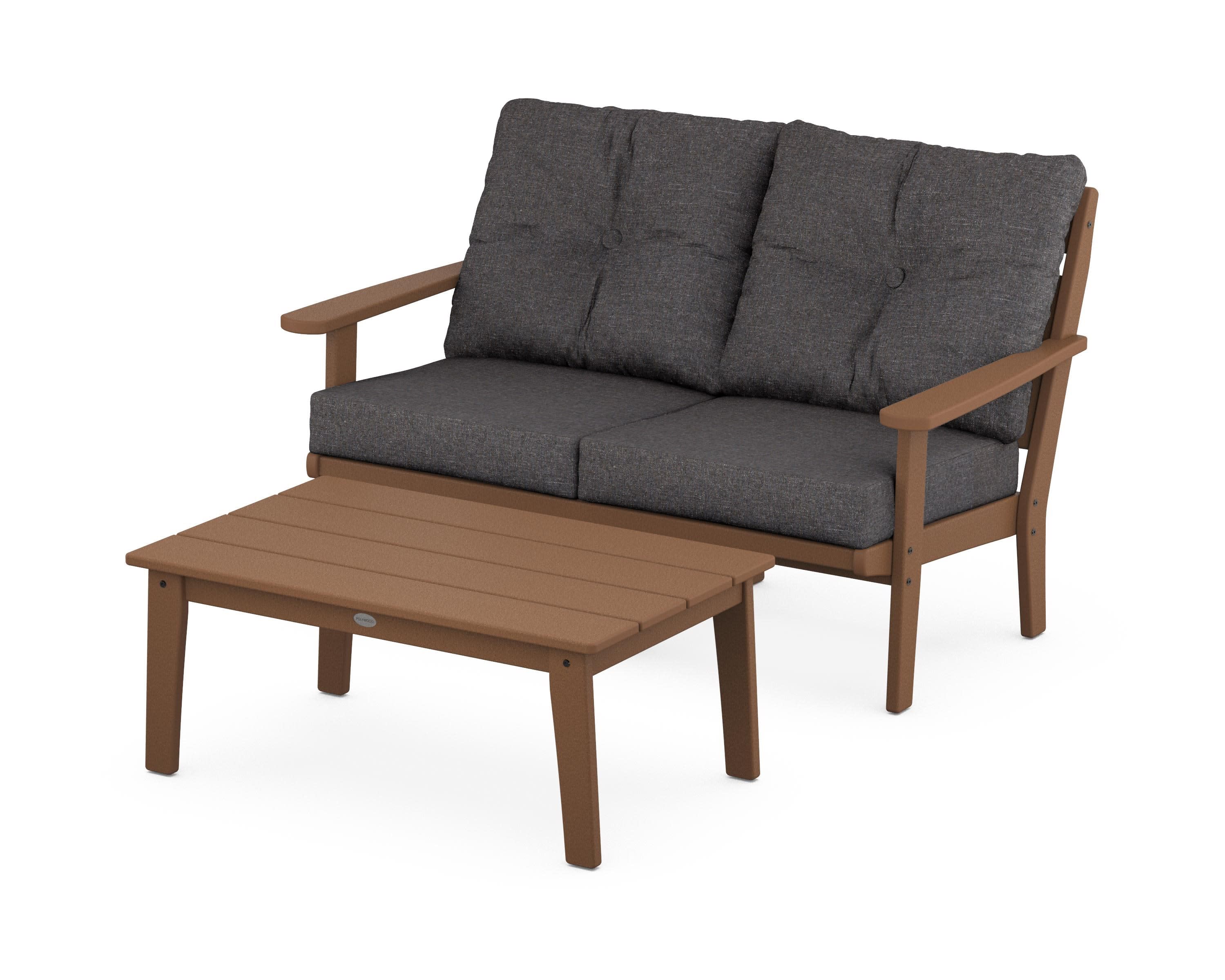 Lakeside 2-Piece Lounge Loveseat Set in Teak / Ash Charcoal