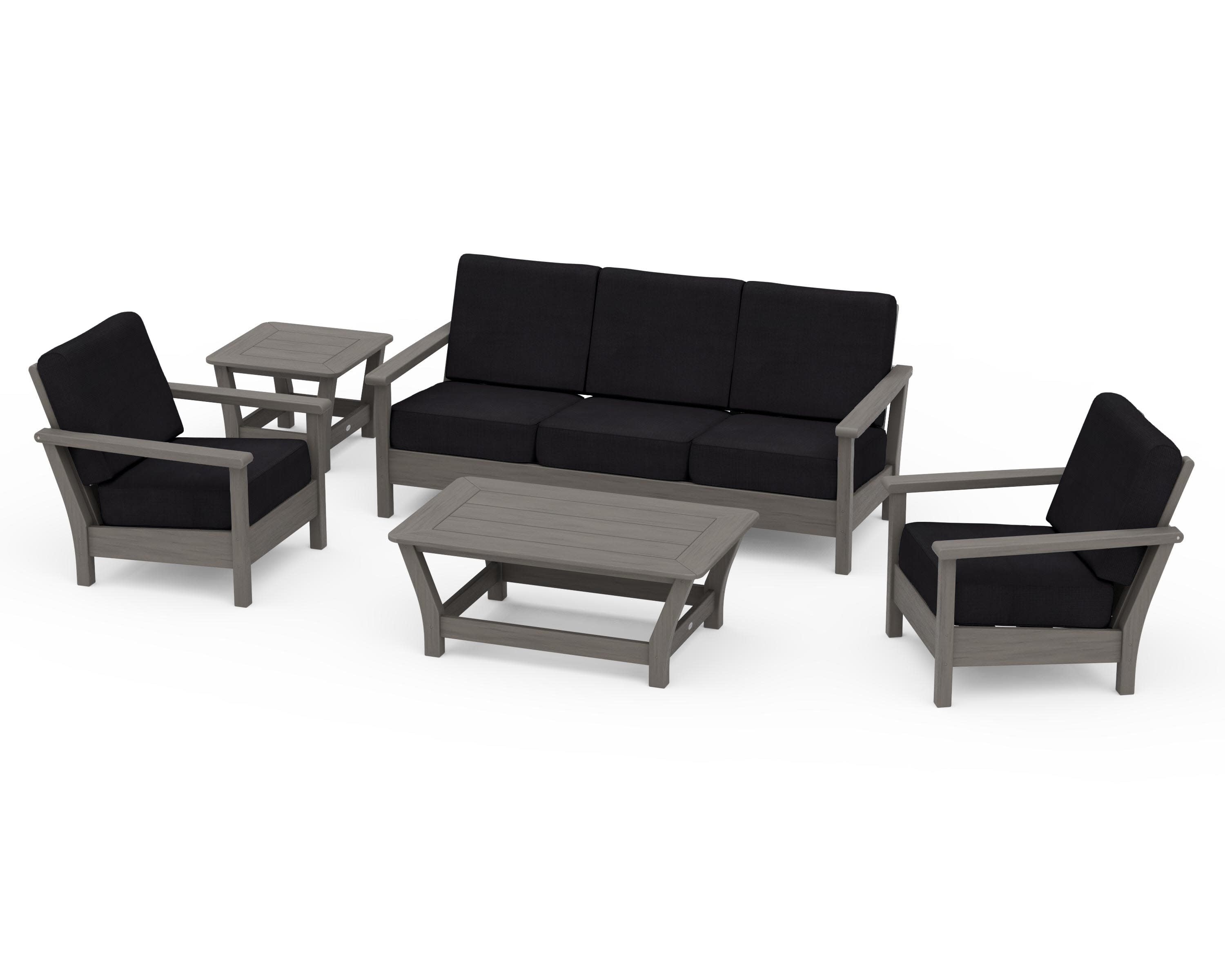 Harbour 5-Piece Deep Seating Set in Driftwood / Midnight Linen