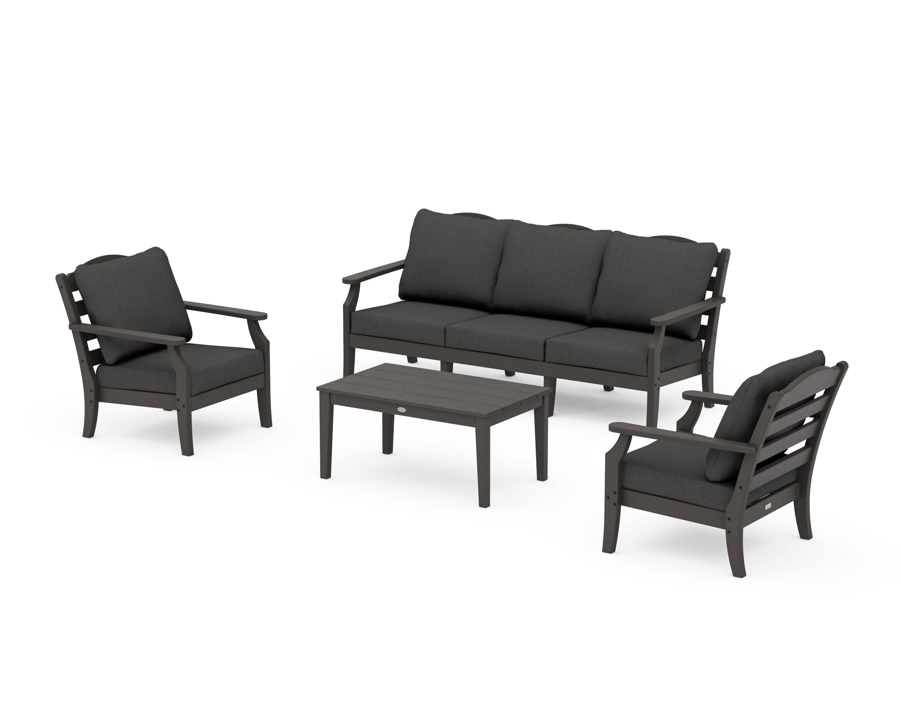 Savannah 4-Piece Deep Seating Set with Sofa in Vintage Coffee / Spectrum Carbon