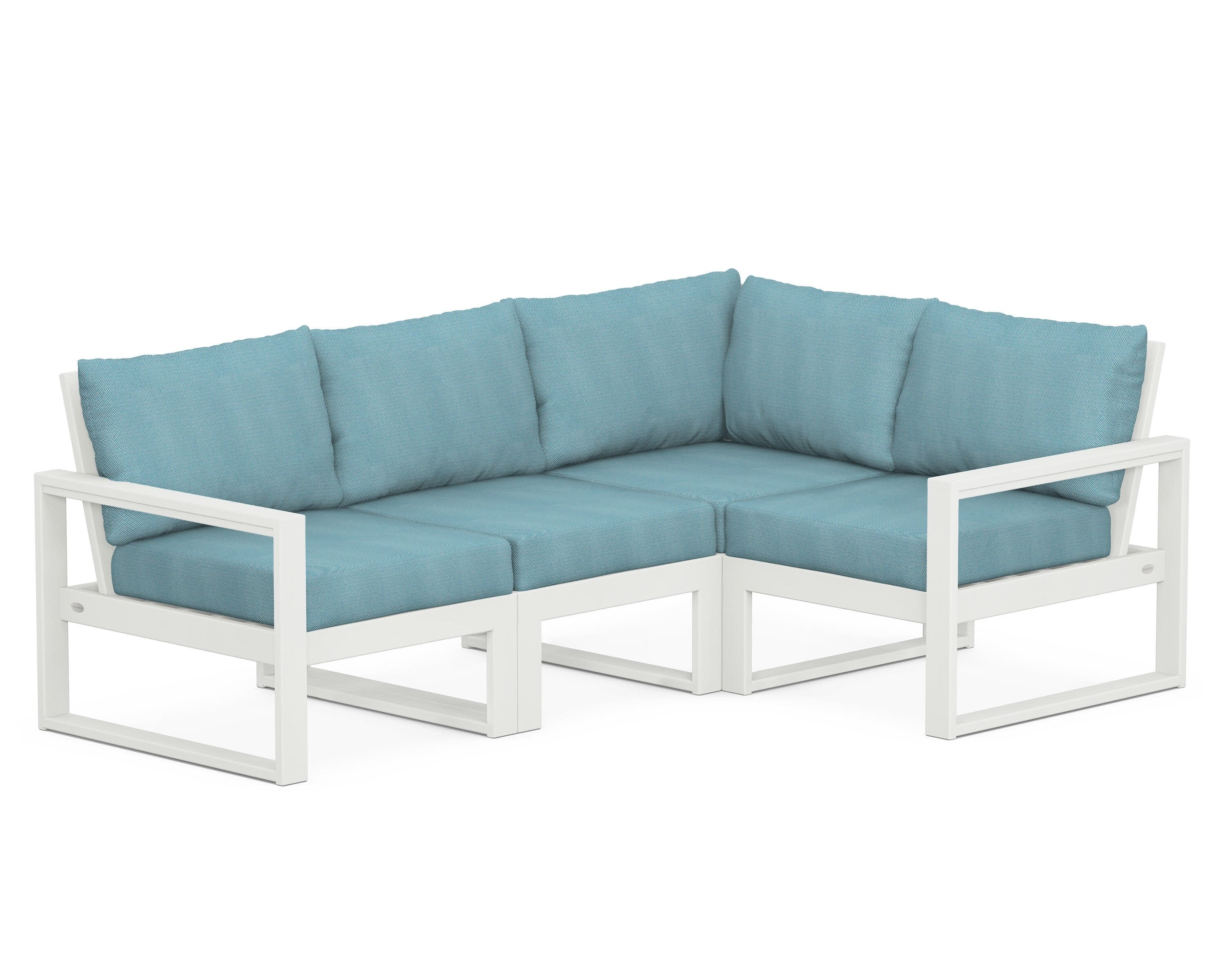 EDGE 4-Piece Modular Deep Seating Set in Vintage White / Lattice Sky Blue