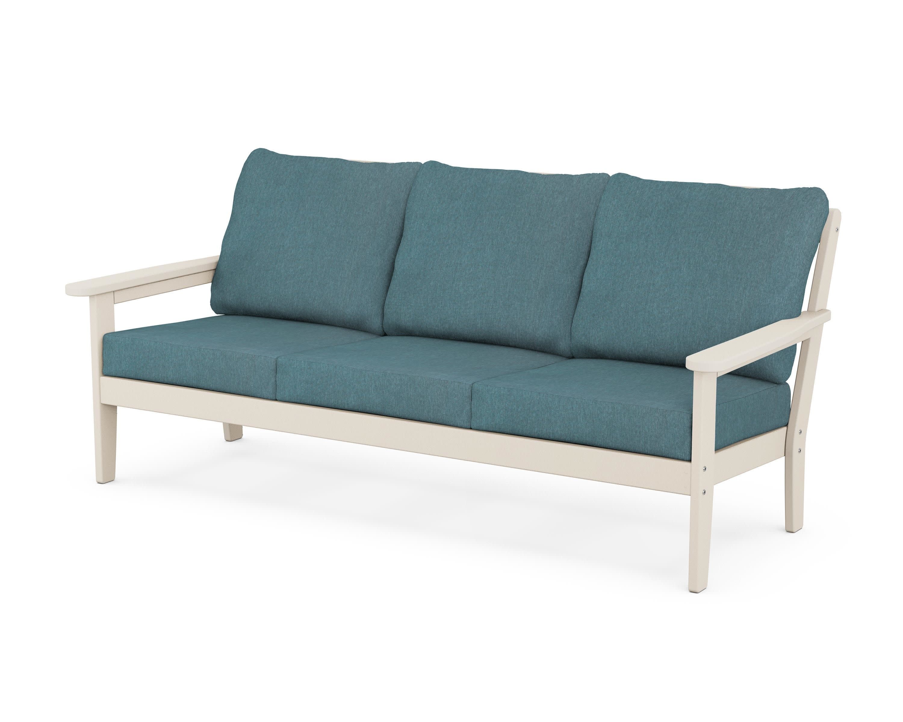 Cottage Deep Seating Sofa in Sand / Ocean Teal