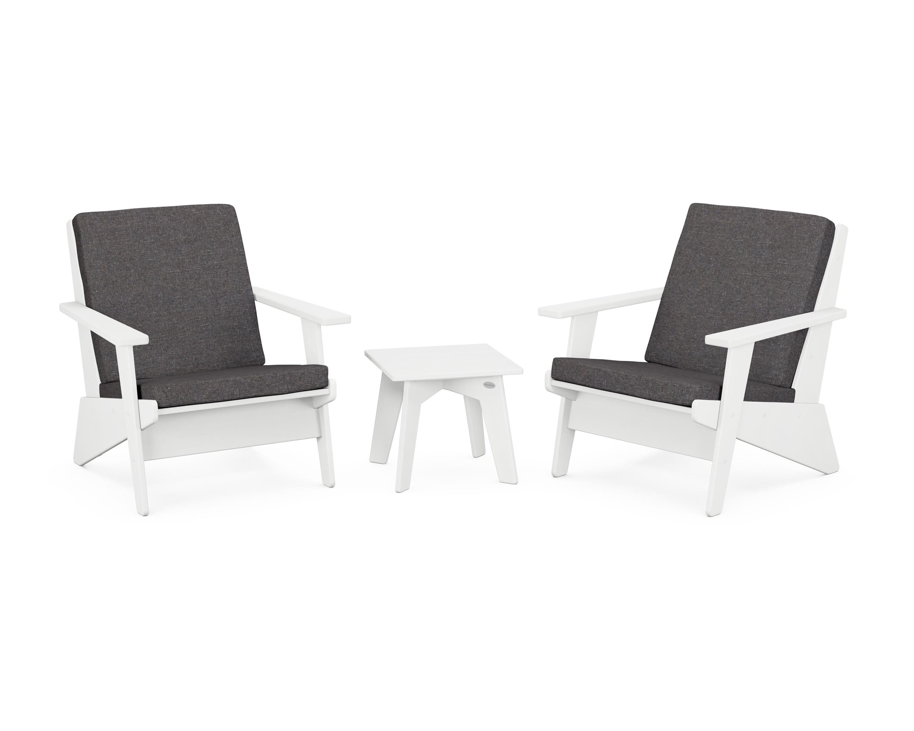 Riviera Modern Lounge 3-Piece Set in White / Ash Charcoal