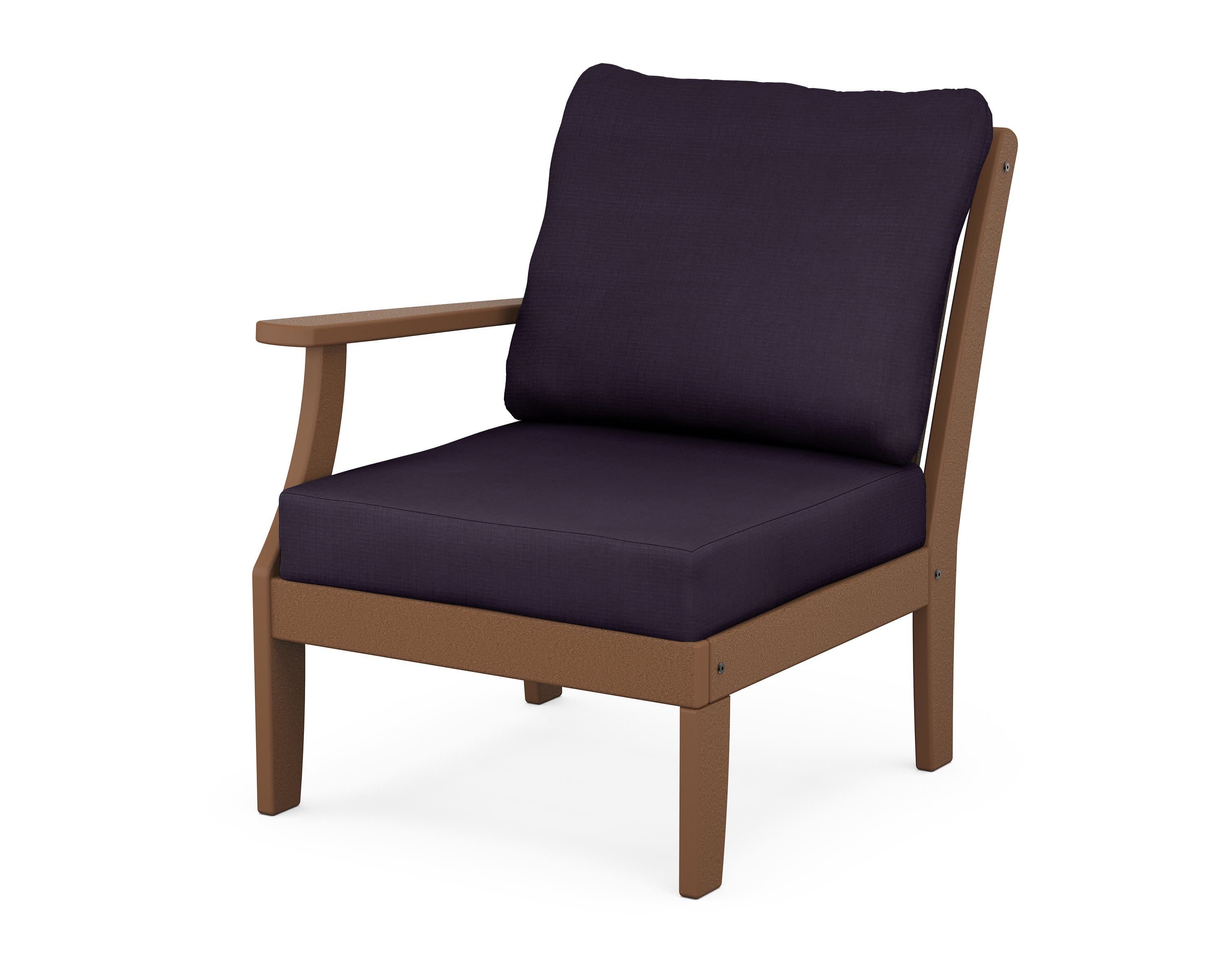 Braxton Modular Left Arm Chair in Teak / Navy Linen