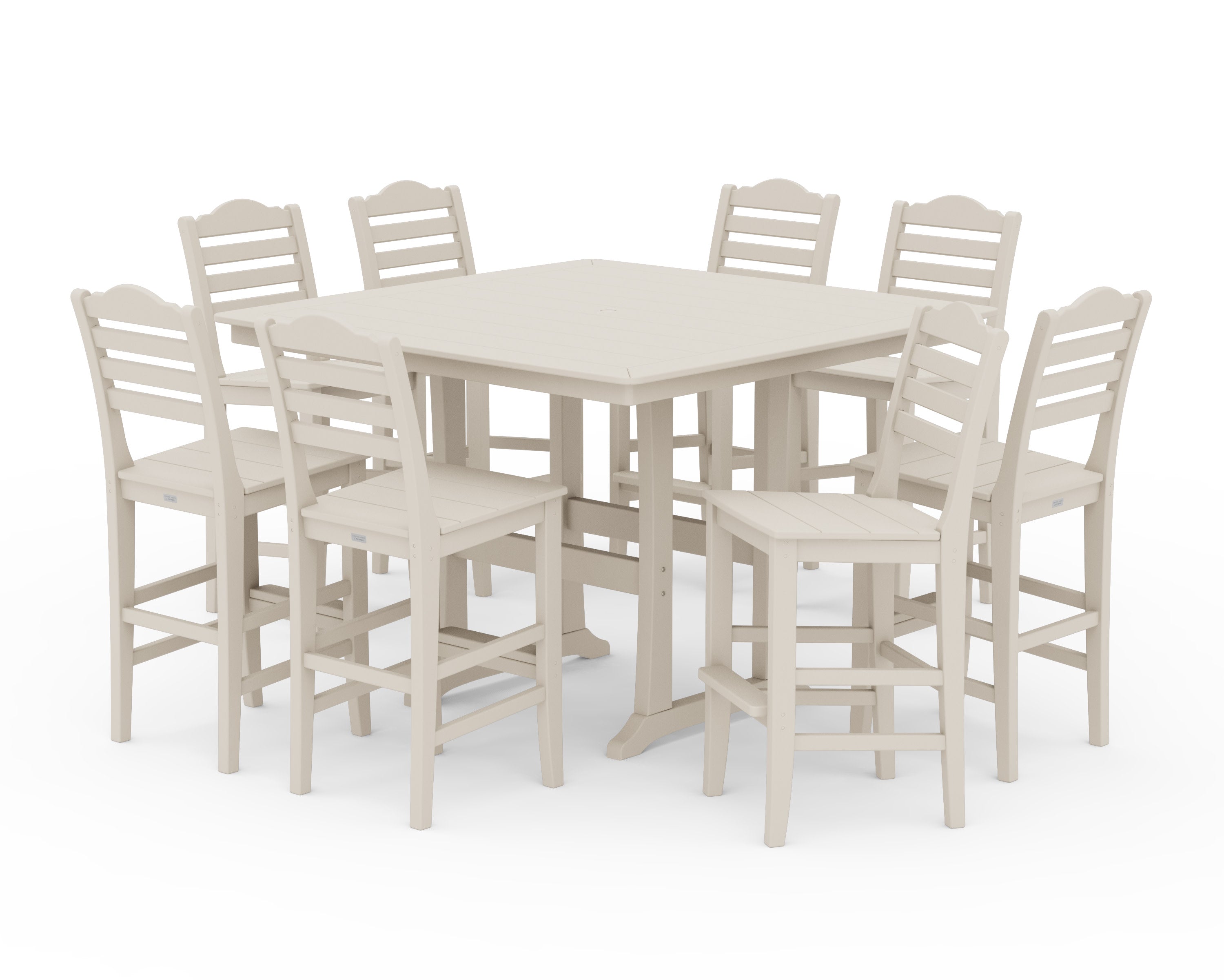 Savannah Side Chair 9-Piece Square Bar Set with Trestle Legs in Sand