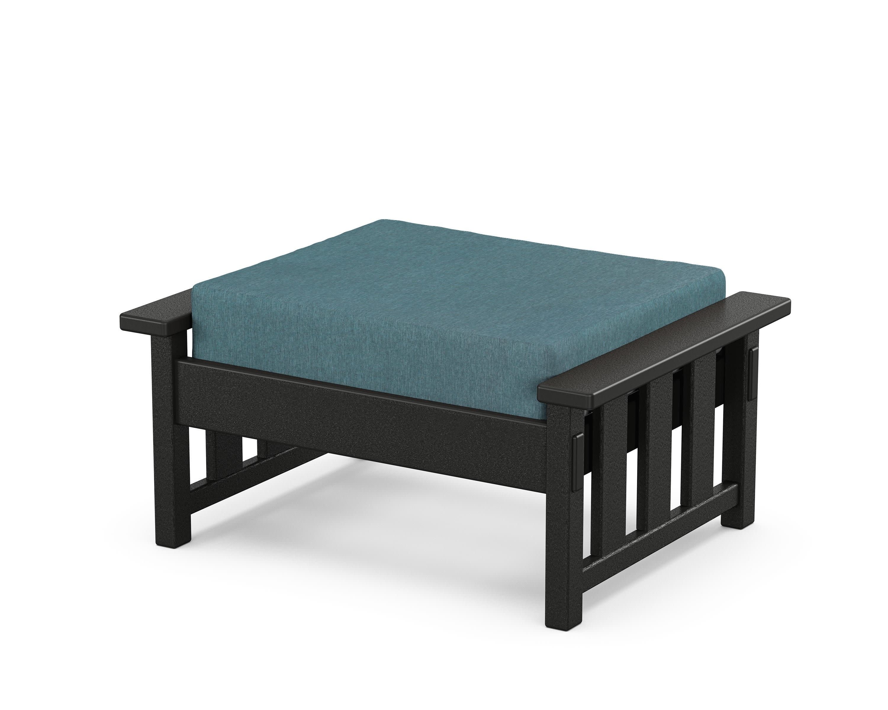 Acadia Deep Seating Ottoman in Black / Ocean Teal