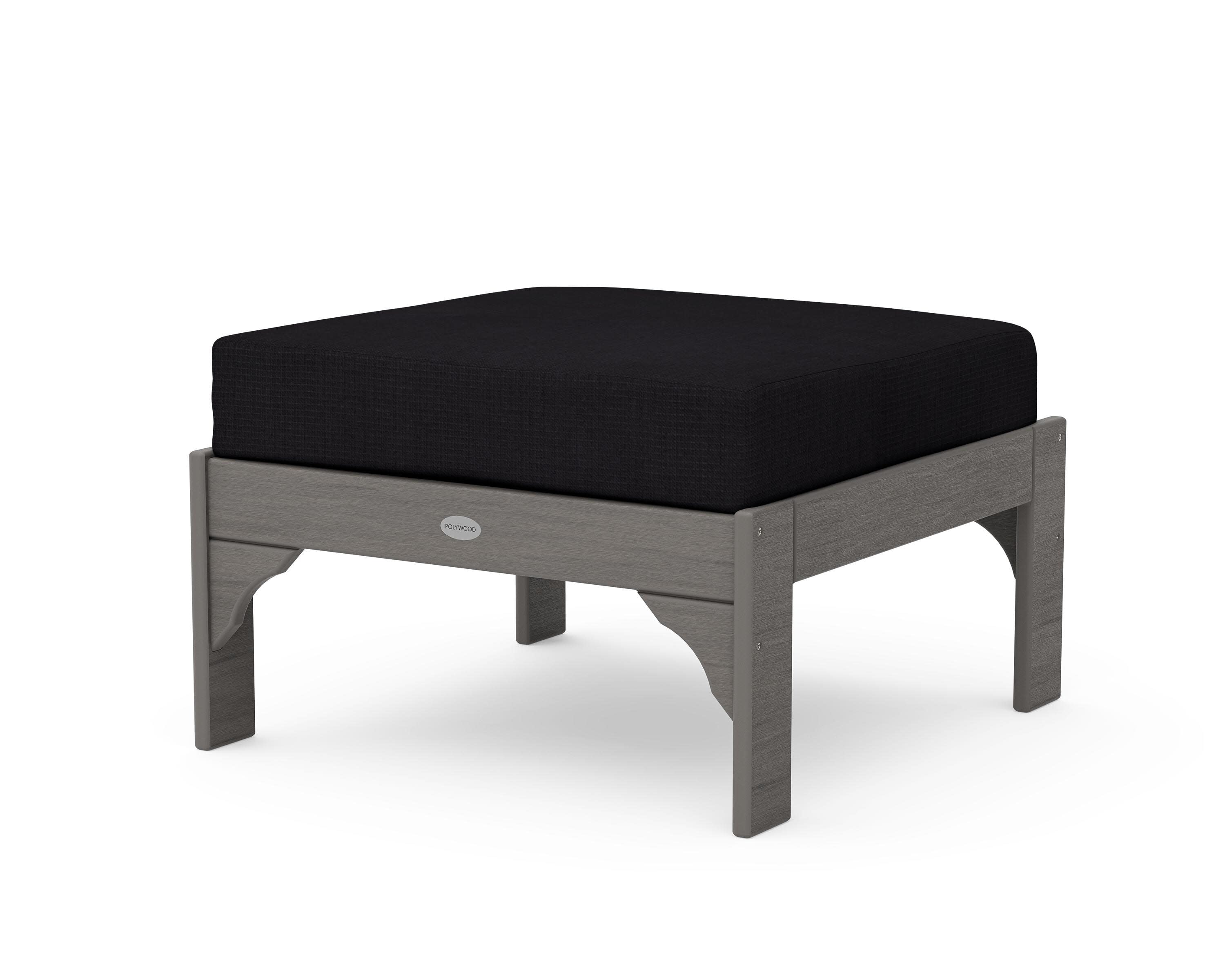 Vineyard Deep Seating Ottoman in Driftwood / Midnight Linen