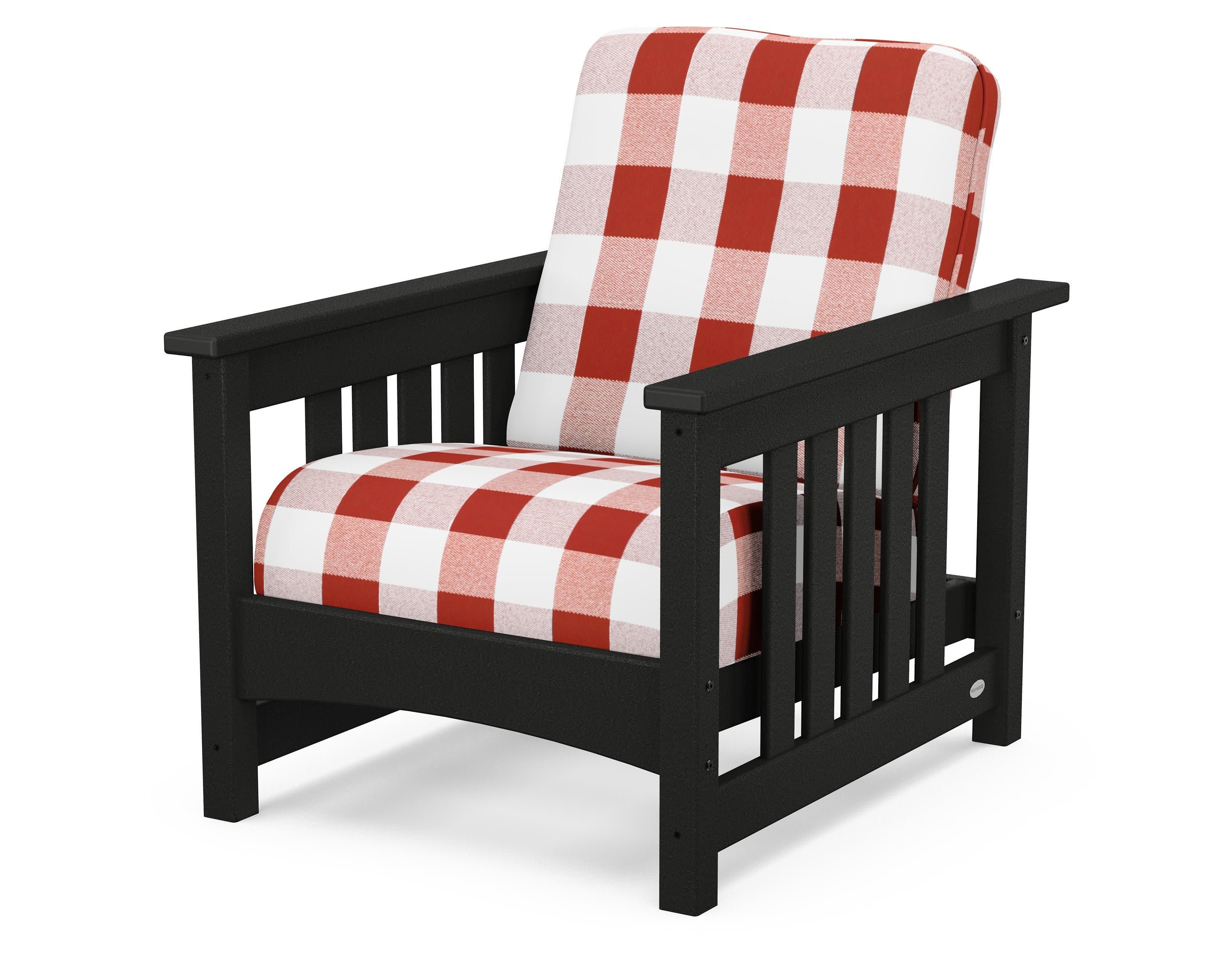 Club Mission Chair in Black / Buffalo Plaid Crimson