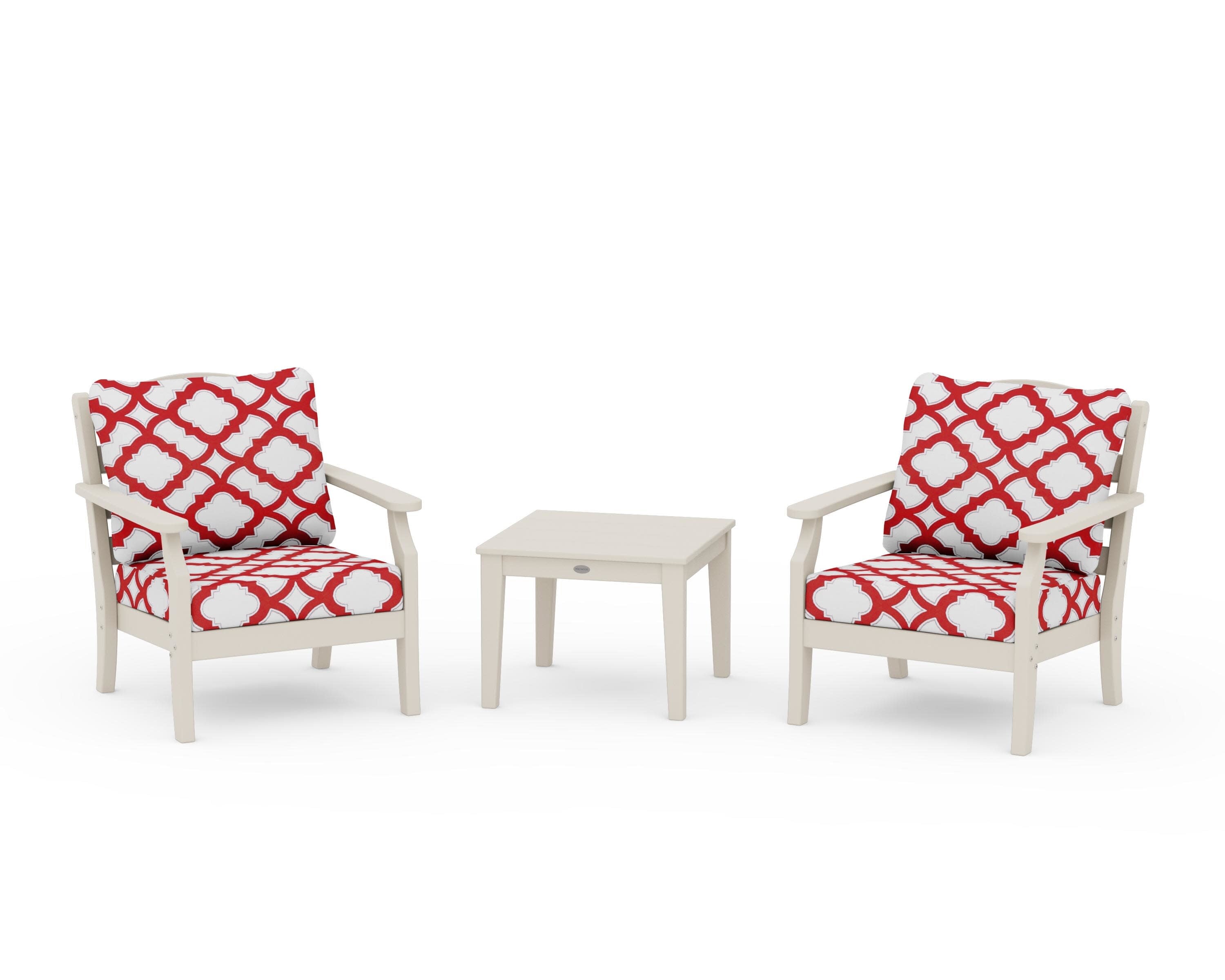 Savannah 3-Piece Deep Seating Set in Sand / Trellis Crimson