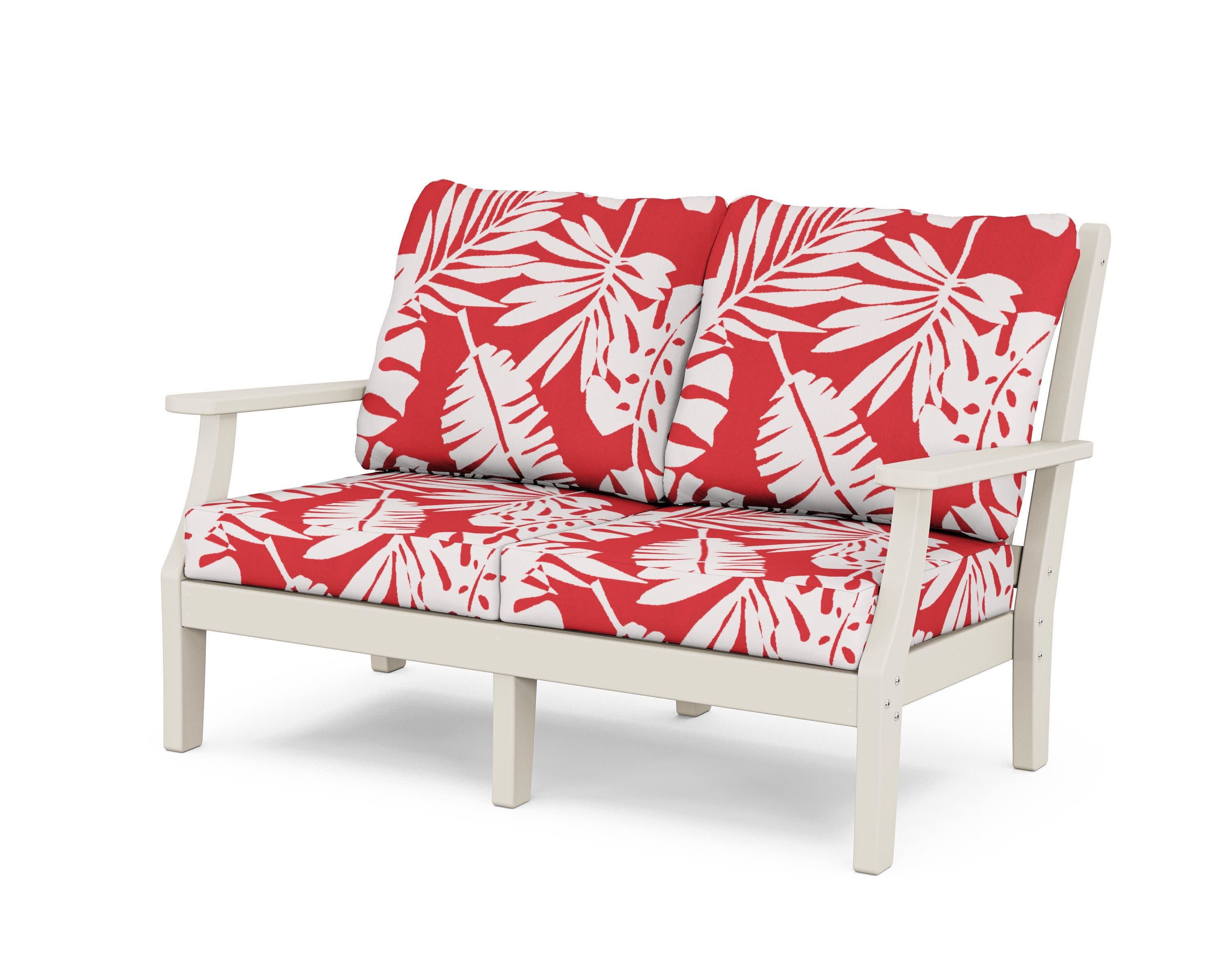 Wovendale Deep Seating Loveseat in Sand / Leaf Crimson