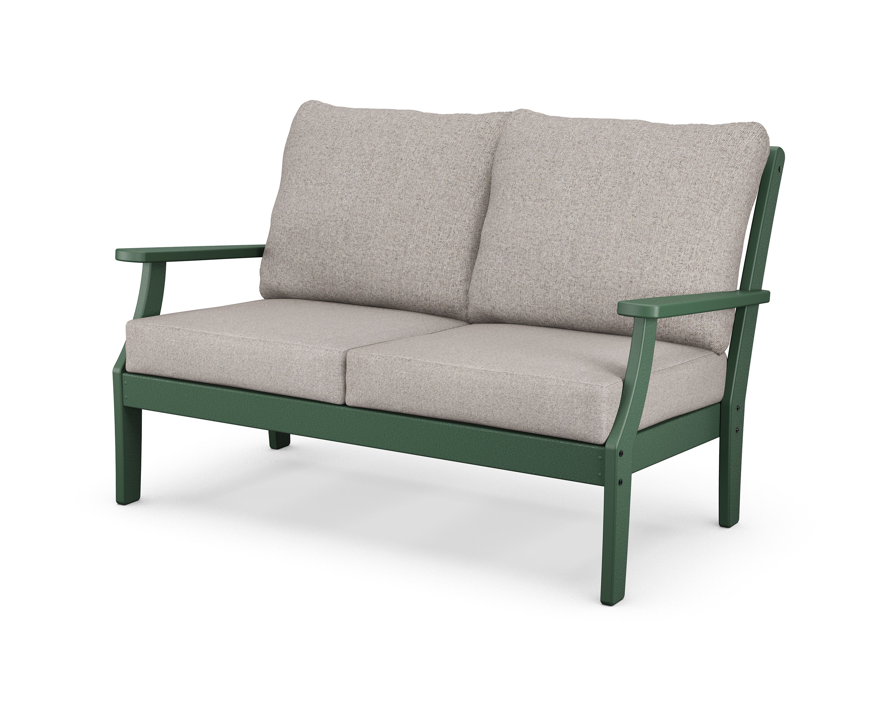 Braxton Deep Seating Loveseat in Green / Weathered Tweed