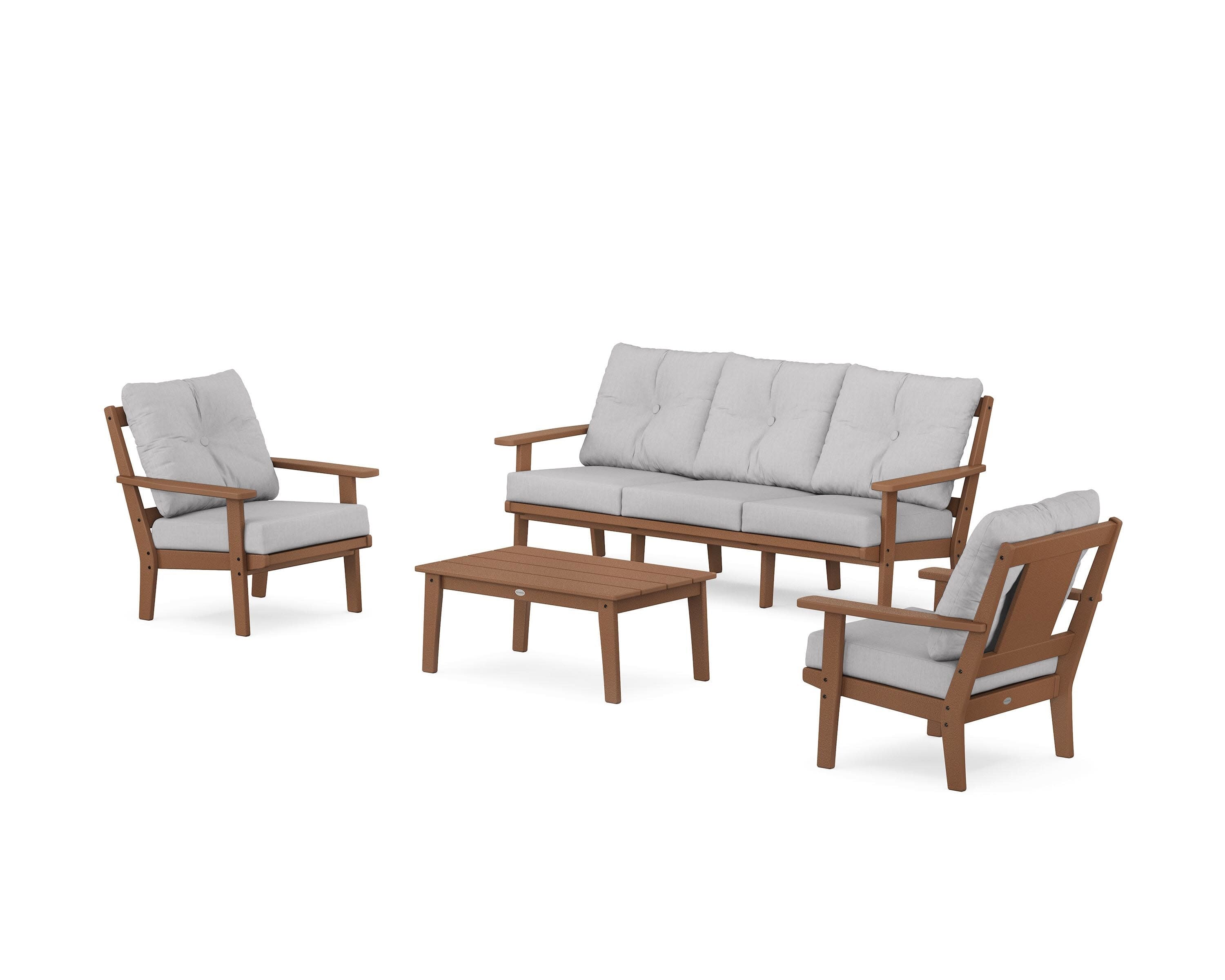 Prairie 4-Piece Deep Seating Set with Sofa in Teak / Granite