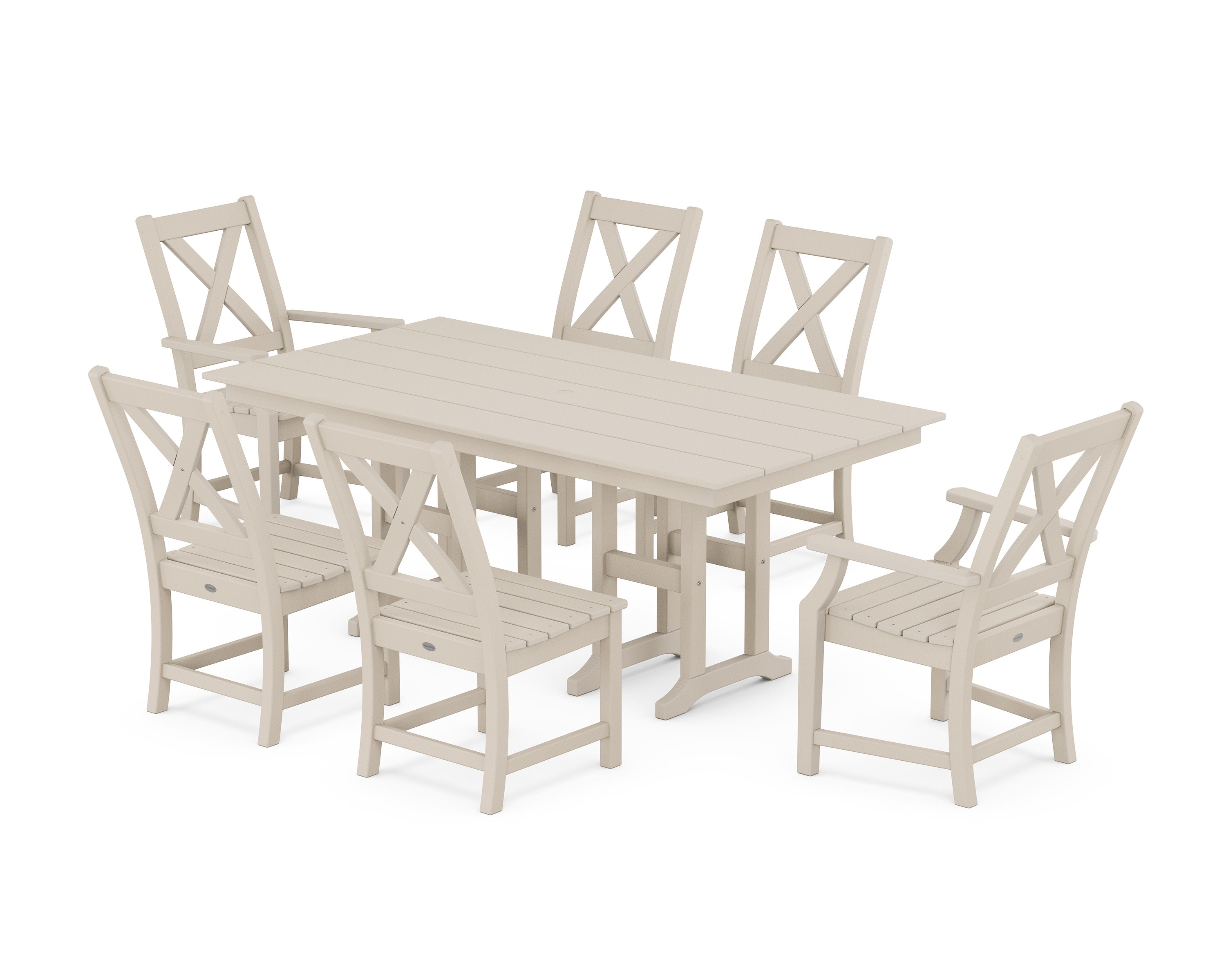 Braxton 7-Piece Farmhouse Dining Set in Sand