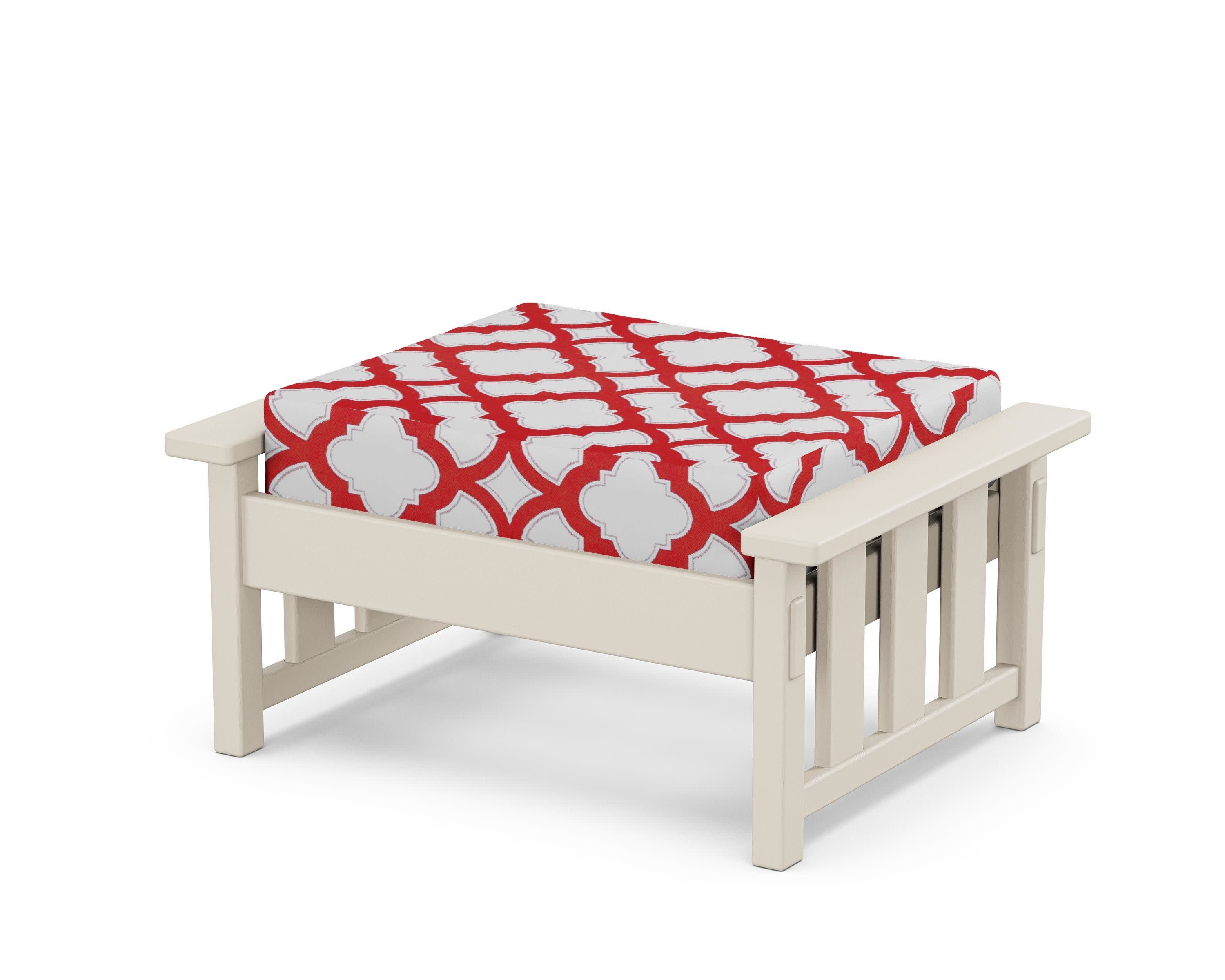 Acadia Deep Seating Ottoman in Sand / Trellis Crimson