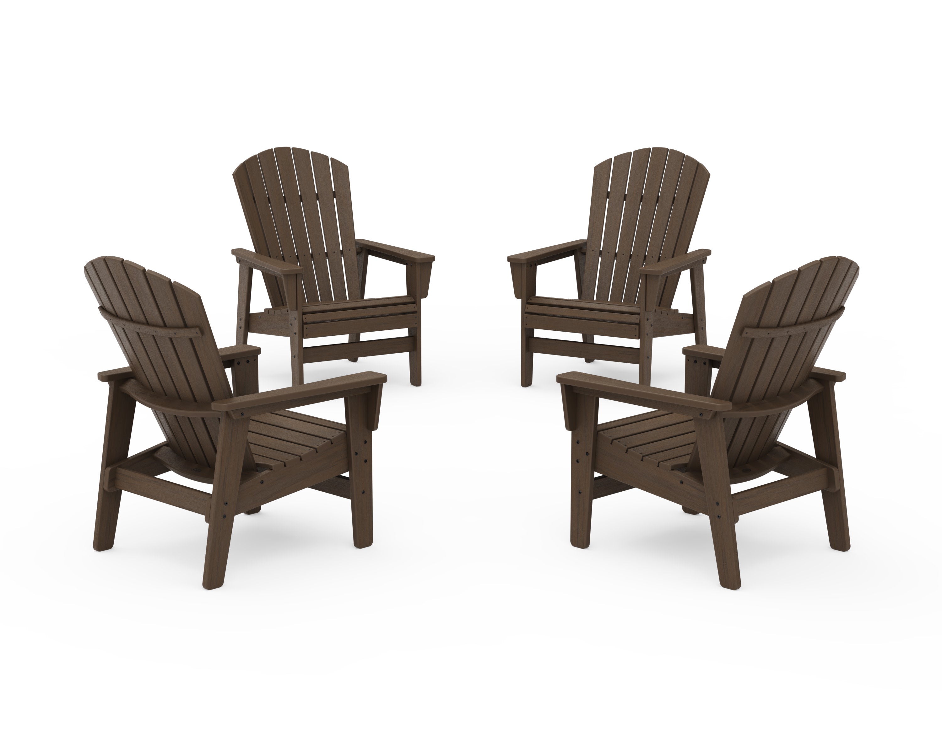4-Piece Nautical Grand Upright Adirondack Chair Conversation Set in Kona