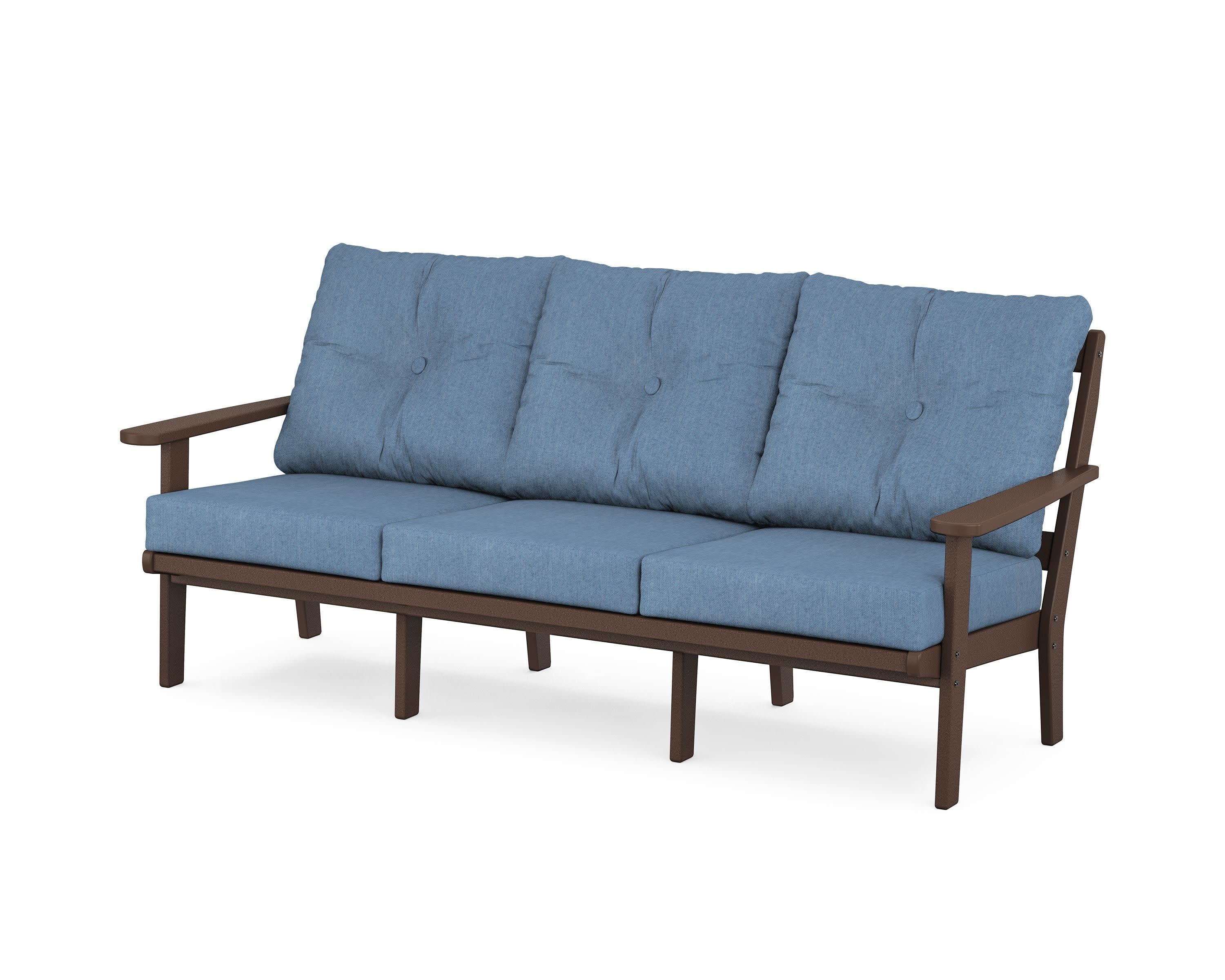 Mission Deep Seating Sofa in Mahogany / Sky Blue