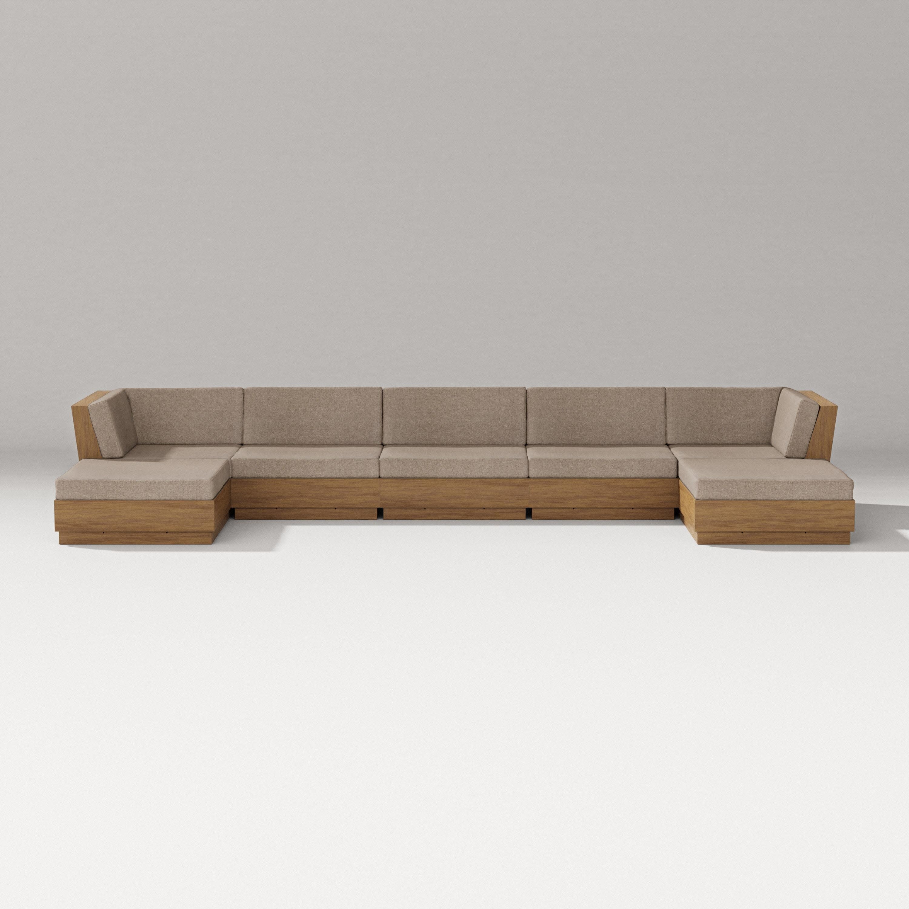 Elevate 7-Piece Double Chaise Sectional in Natural / Spiced Burlap