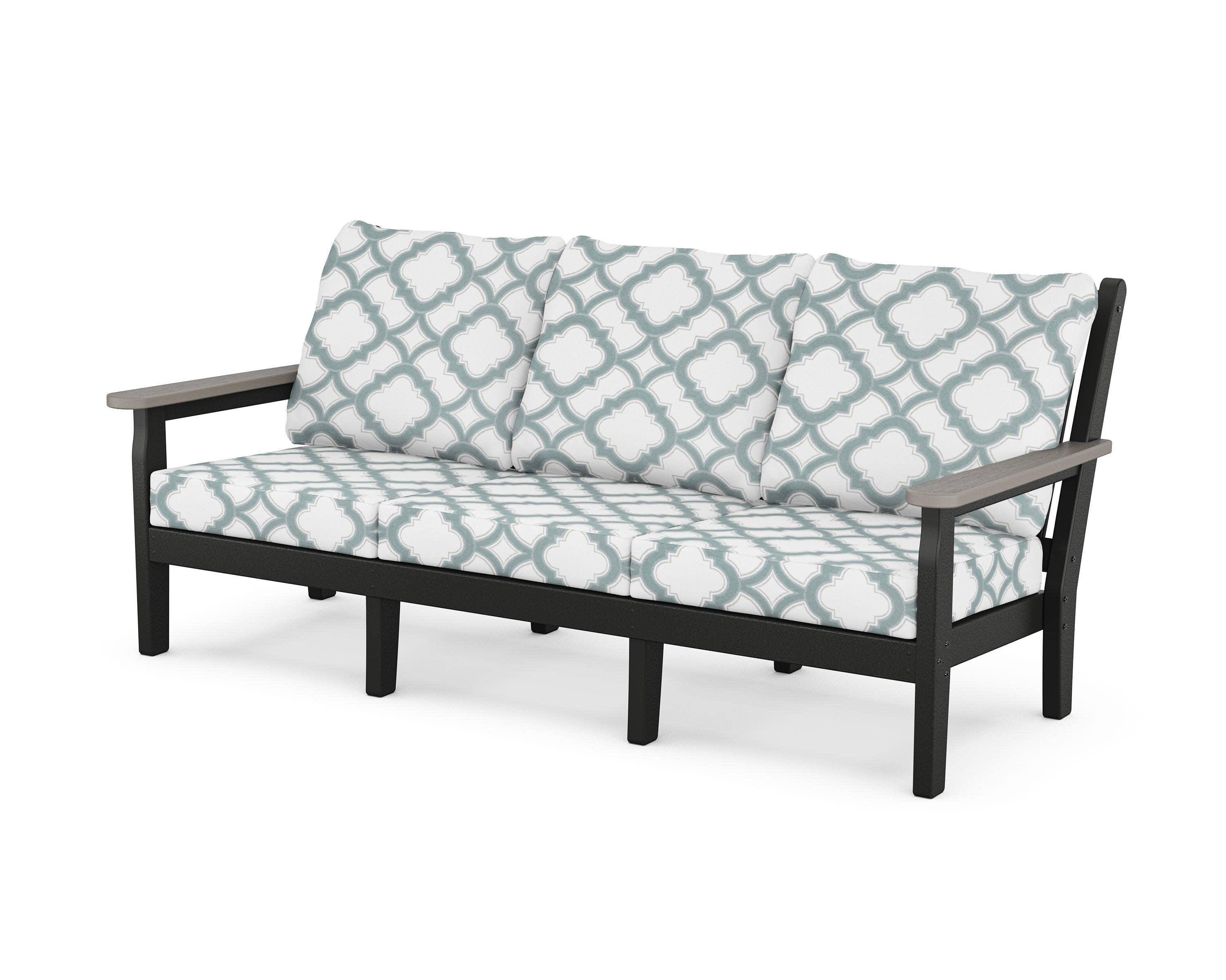 Chippendale Deep Seating Sofa in Black / Driftwood / Trellis Glacier Spa