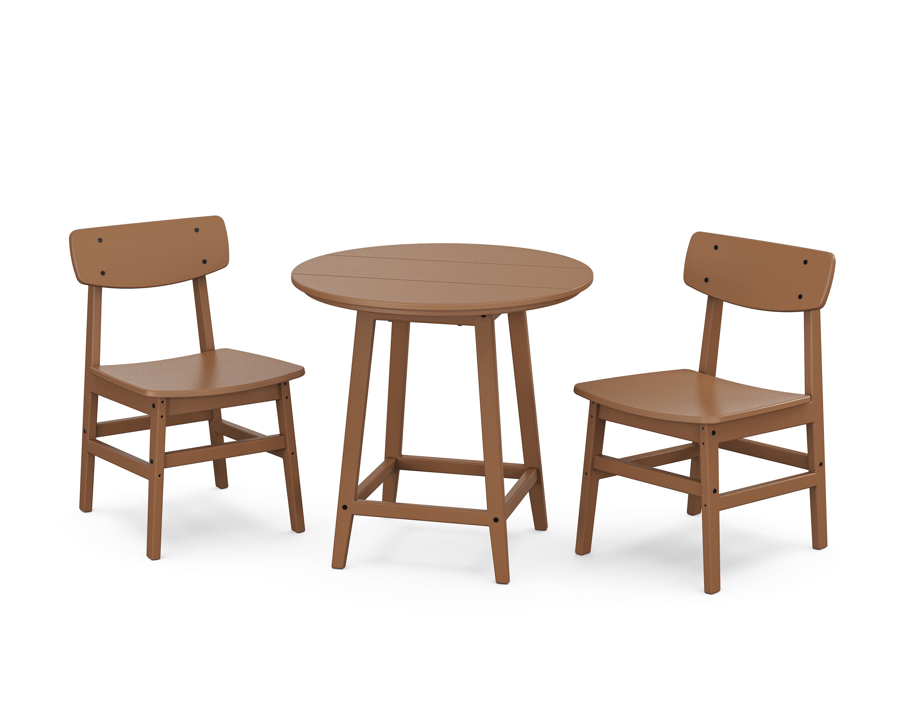 Modern Studio Urban Chair 3-Piece Round Bistro Dining Set in Teak