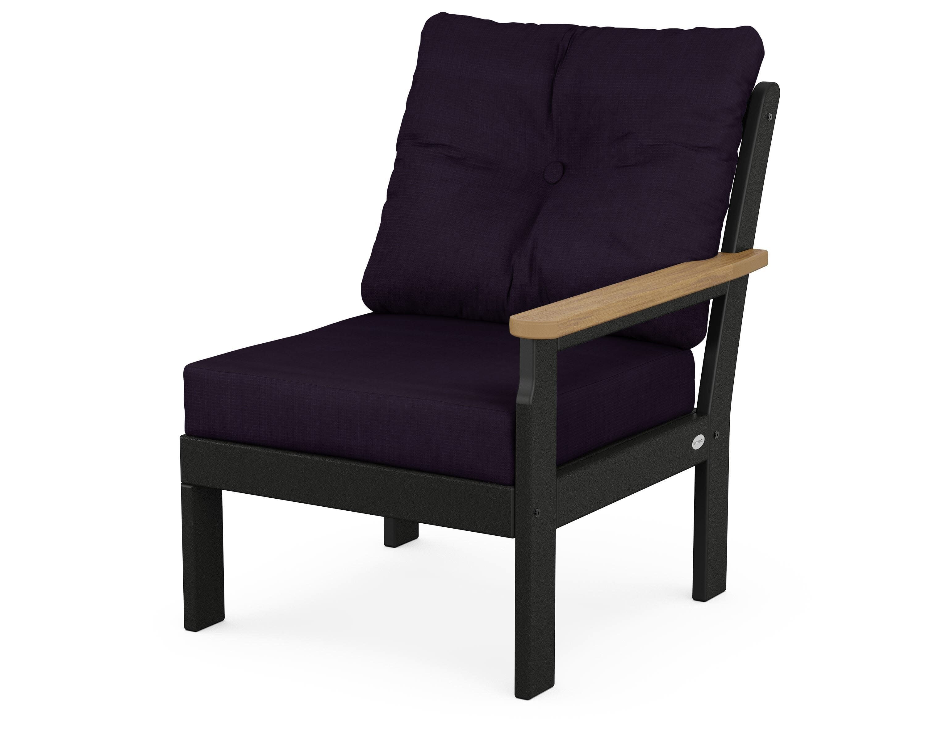 Vineyard Modular Right Arm Chair in Black / Natural / Navy Linen