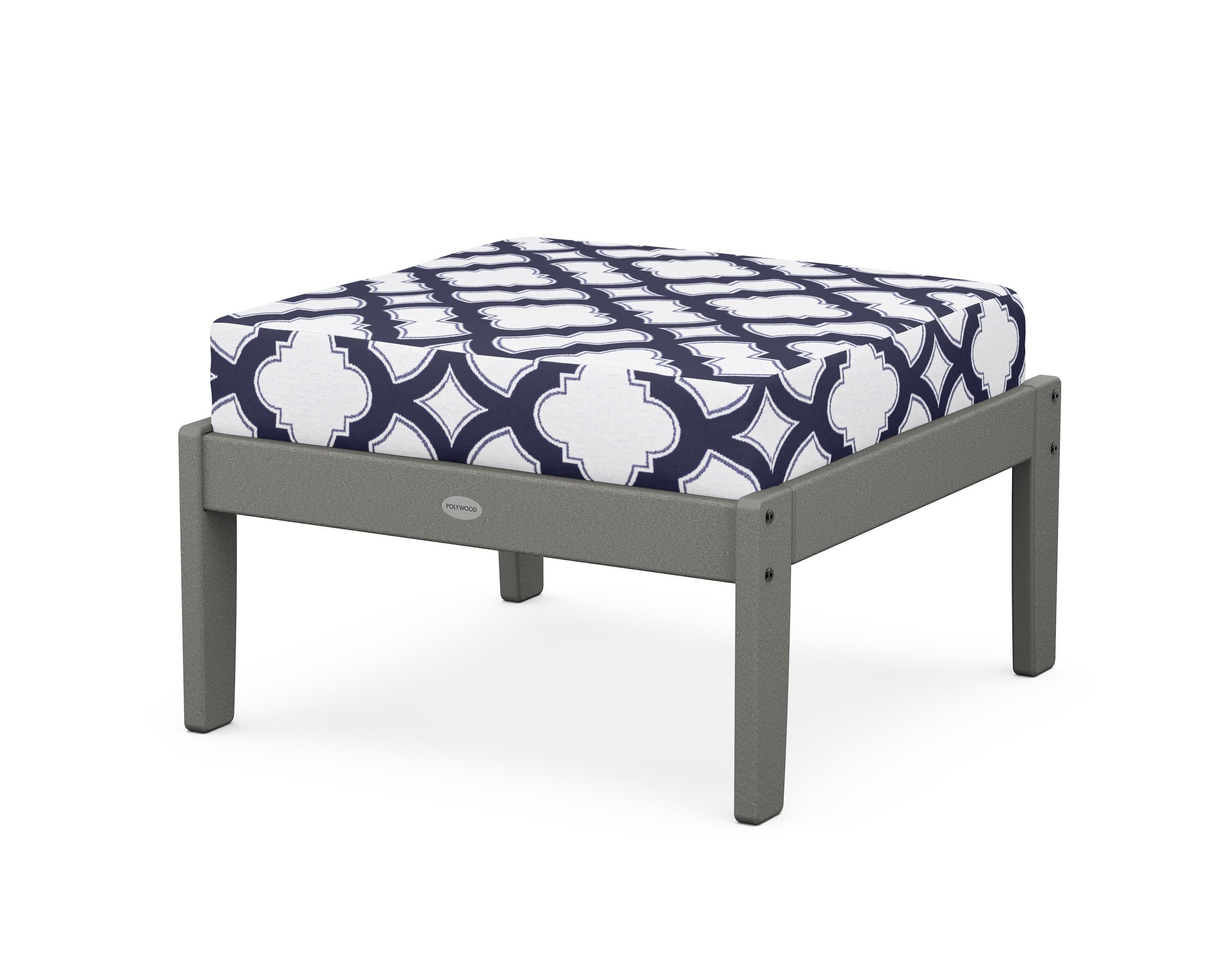 Braxton Deep Seating Ottoman in Slate Grey / Trellis Navy