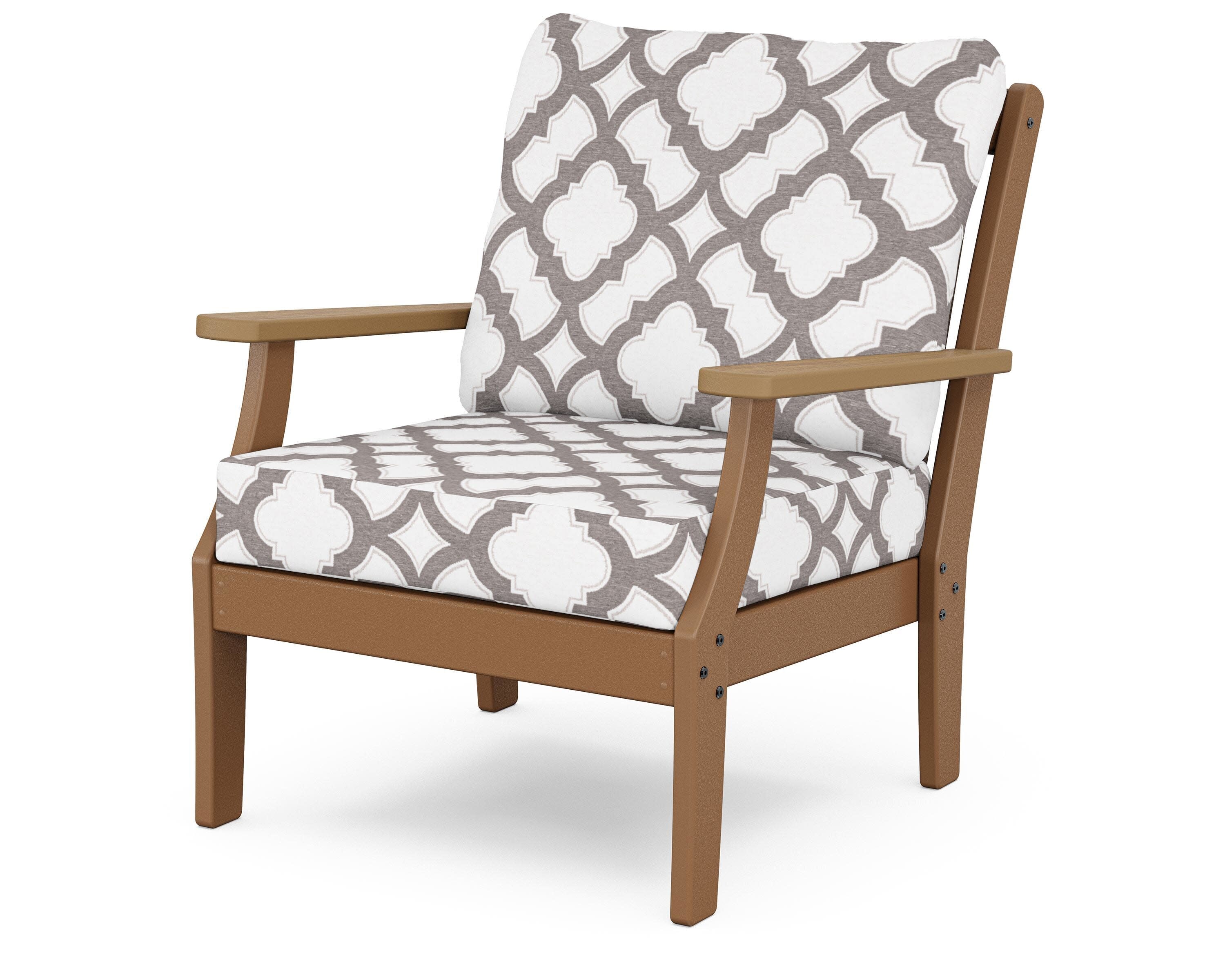 Braxton Deep Seating Chair in Teak / Natural / Trellis Grey Mist