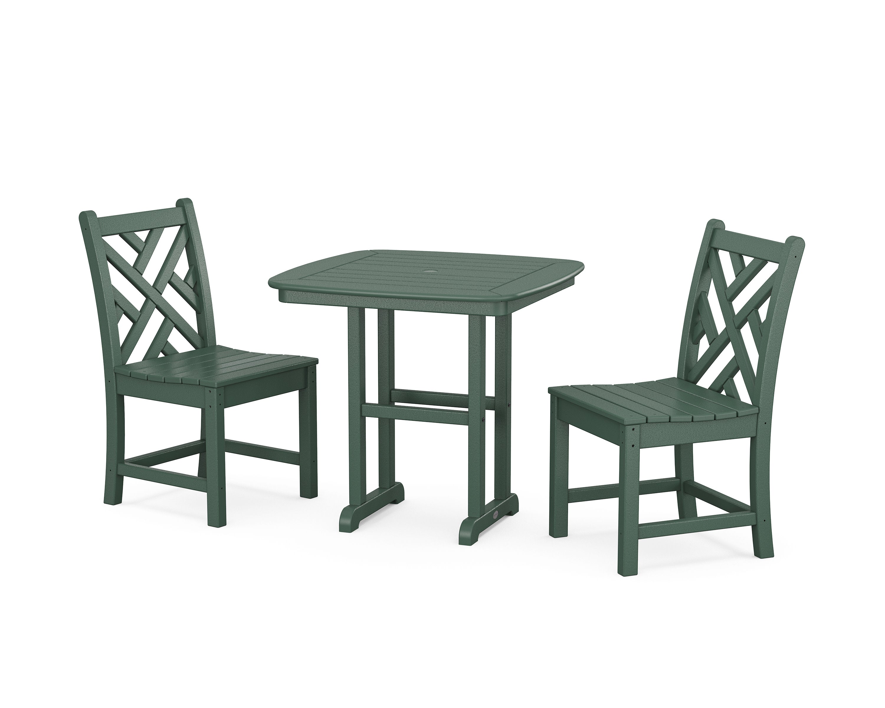 Chippendale Side Chair 3-Piece Dining Set in Green