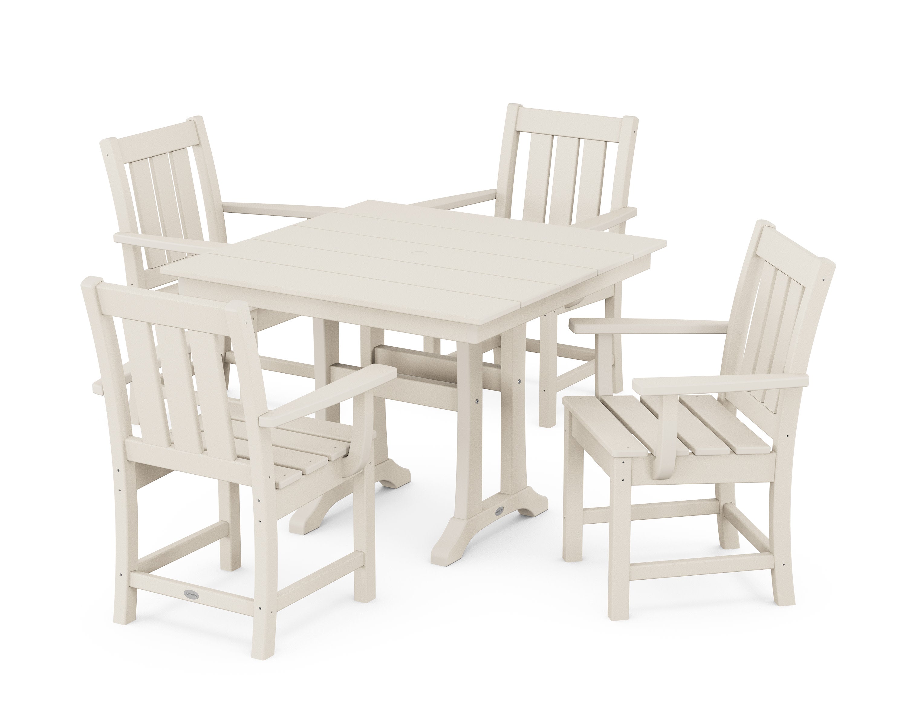Oxford 5-Piece Farmhouse Dining Set with Trestle Legs in Sand