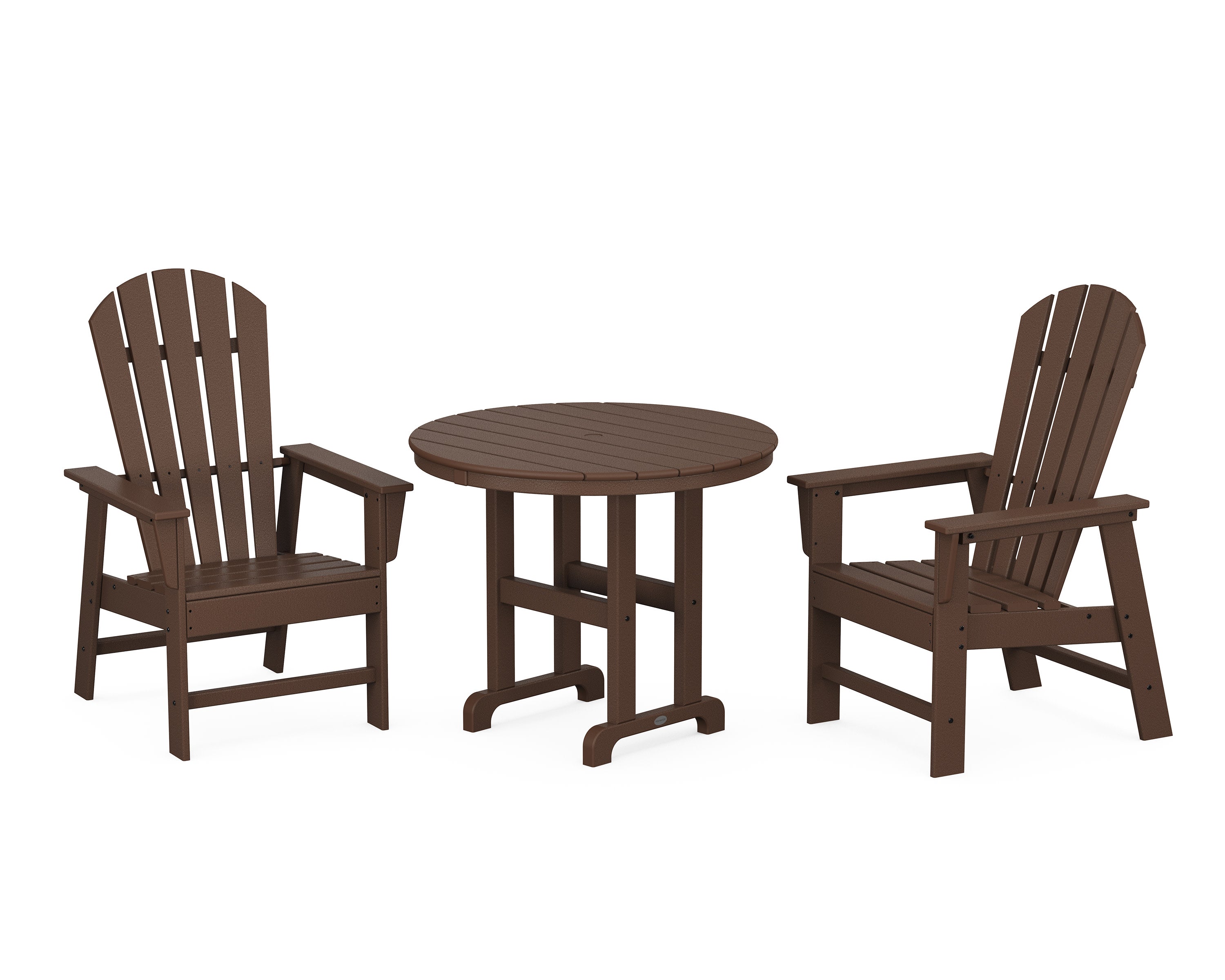 South Beach 3-Piece Round Farmhouse Dining Set in Mahogany