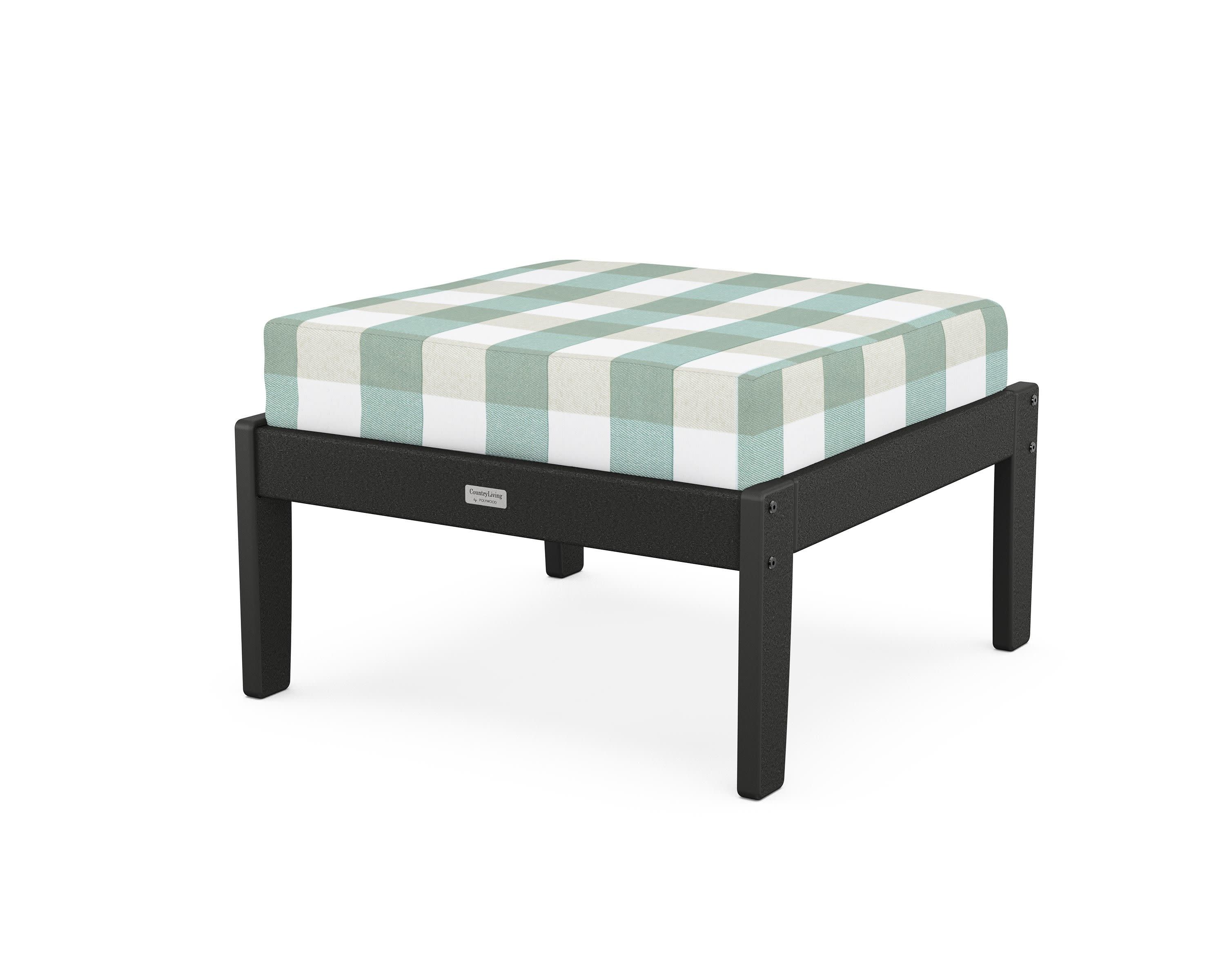 Cottage Deep Seating Ottoman in Black / Buffalo Plaid Glacier Spa