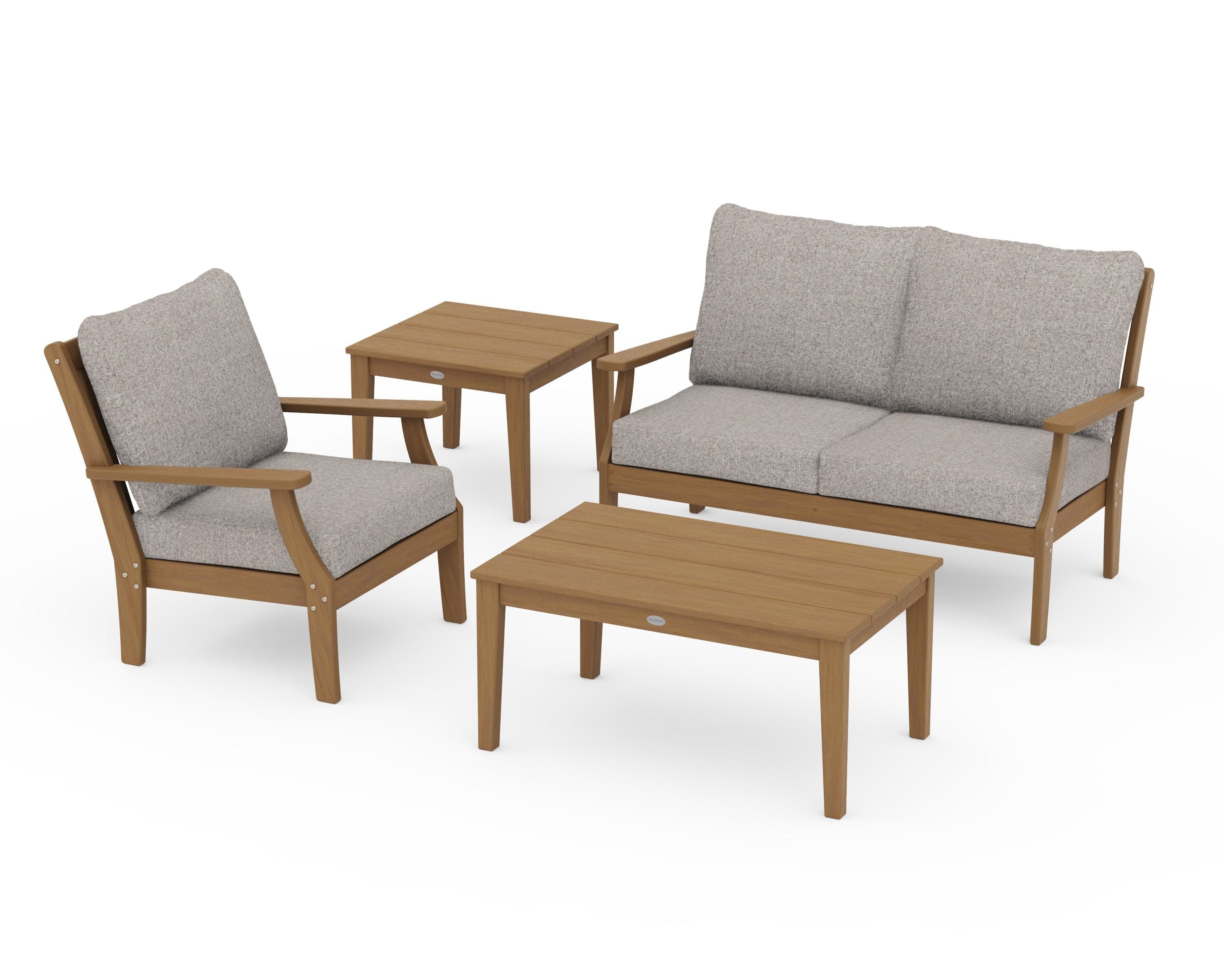 Braxton 4-Piece Deep Seating Set in Natural / Weathered Tweed