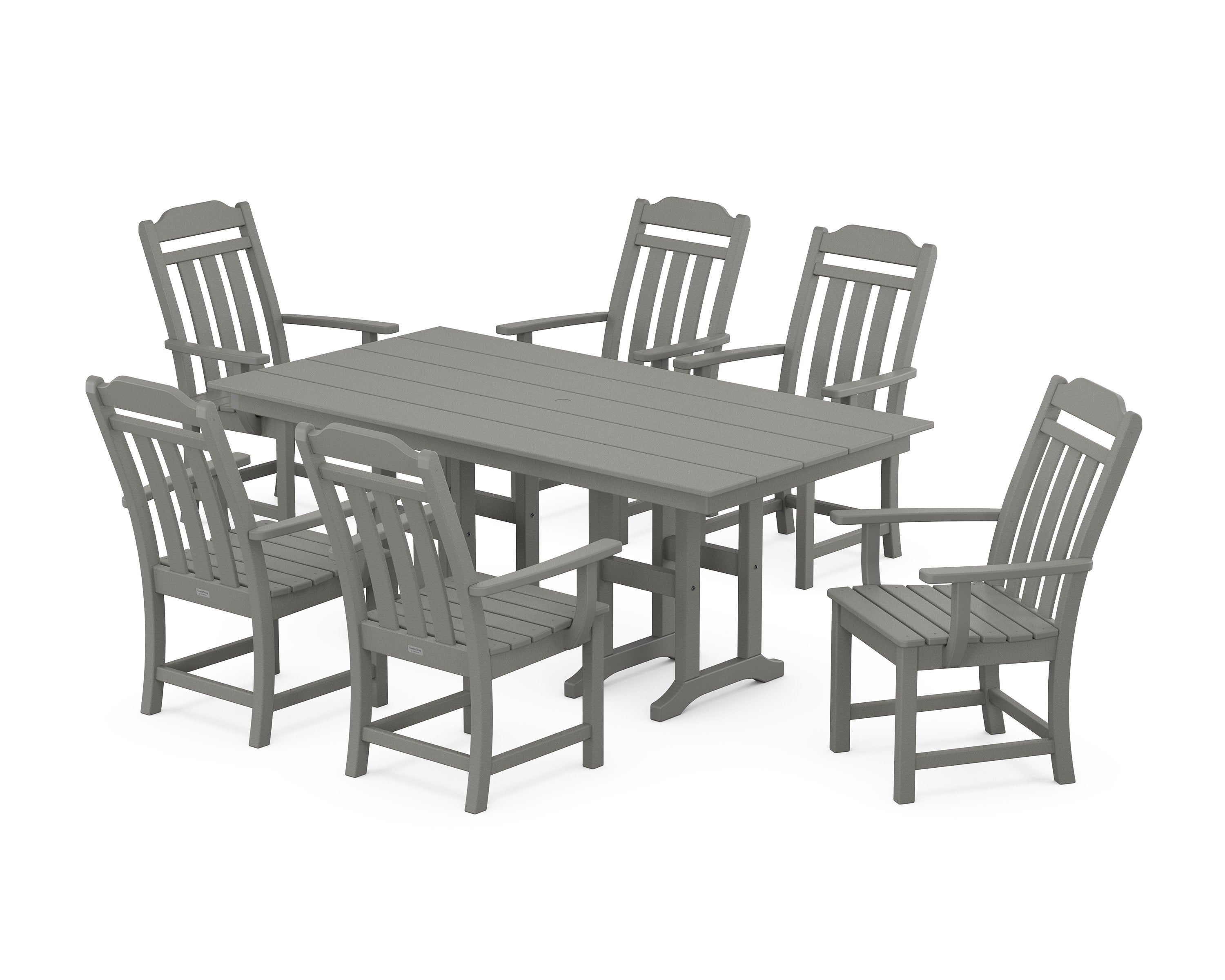 Cottage Arm Chair 7-Piece Farmhouse Dining Set in Slate Grey
