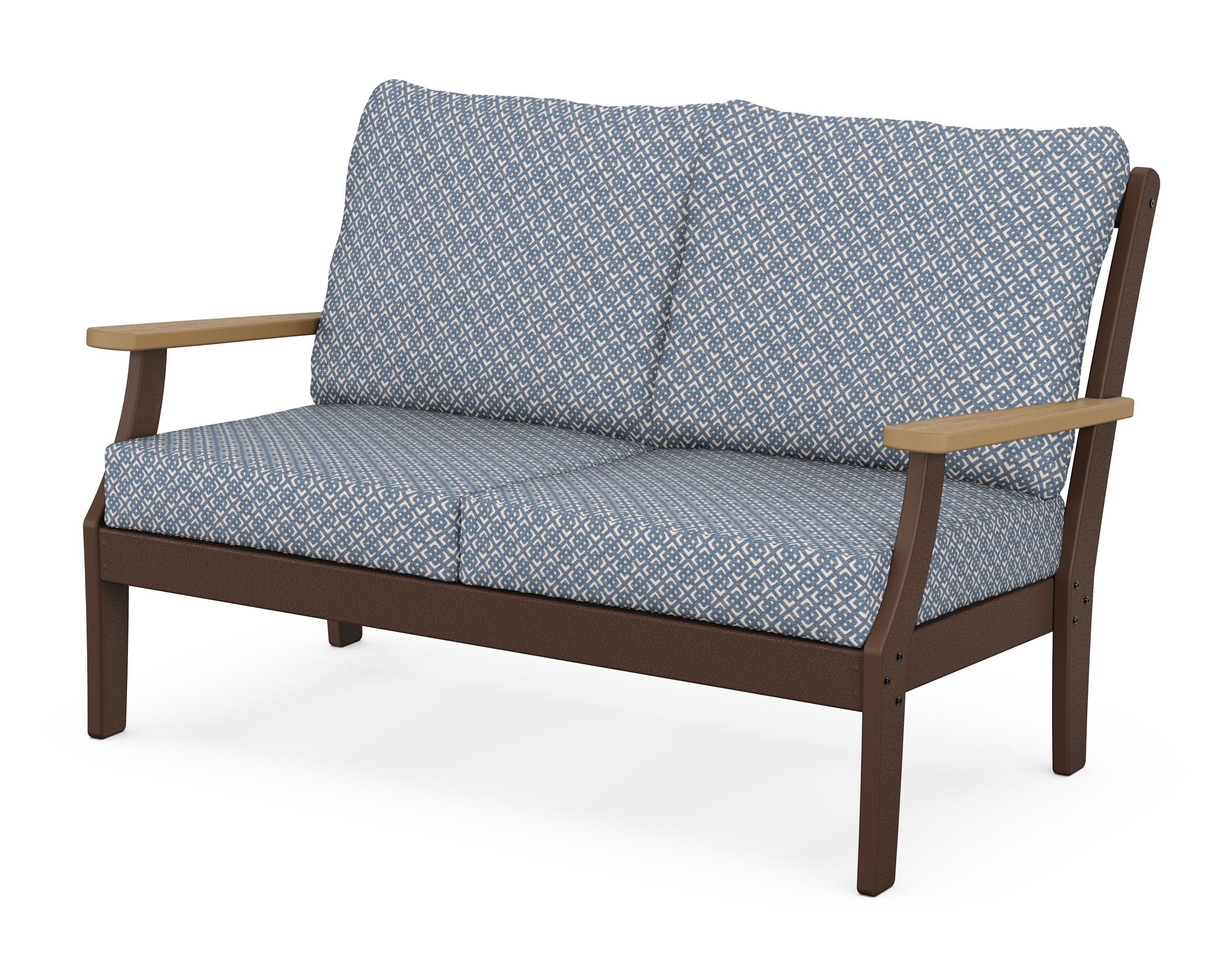 Braxton Deep Seating Loveseat in Mahogany / Natural / Hopscotch