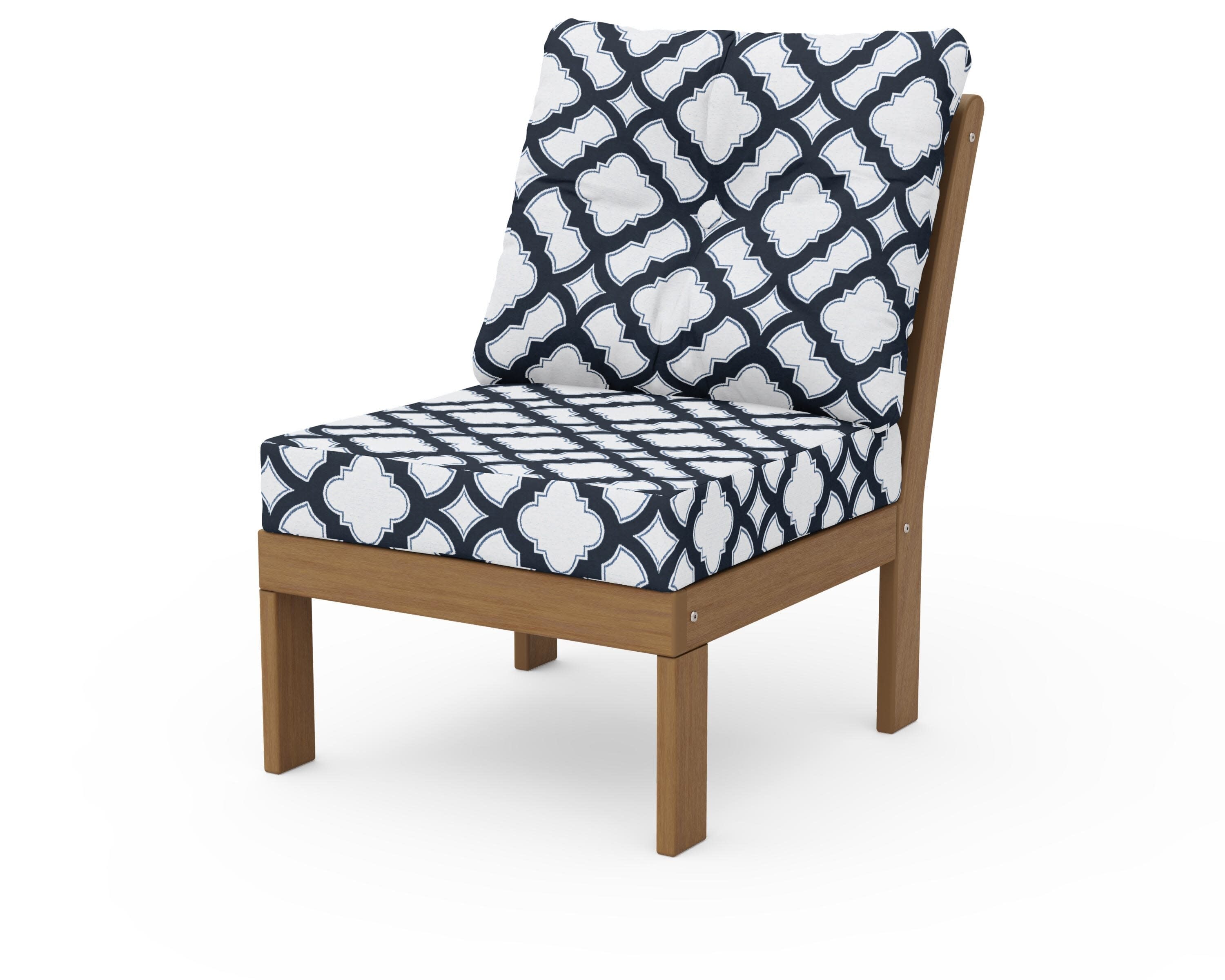 Vineyard Modular Armless Chair in Natural / Trellis Marine Indigo